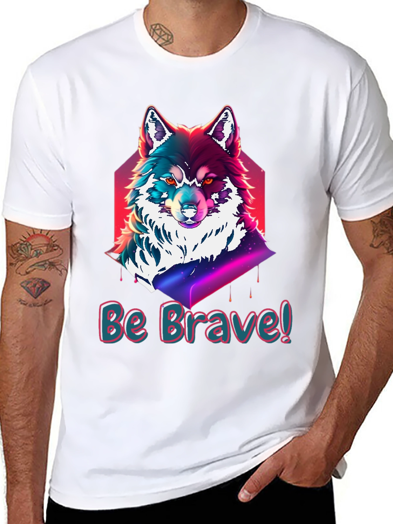 Black Be Brave Wolf Graphic Tee - Soft Cotton Comfort view 8