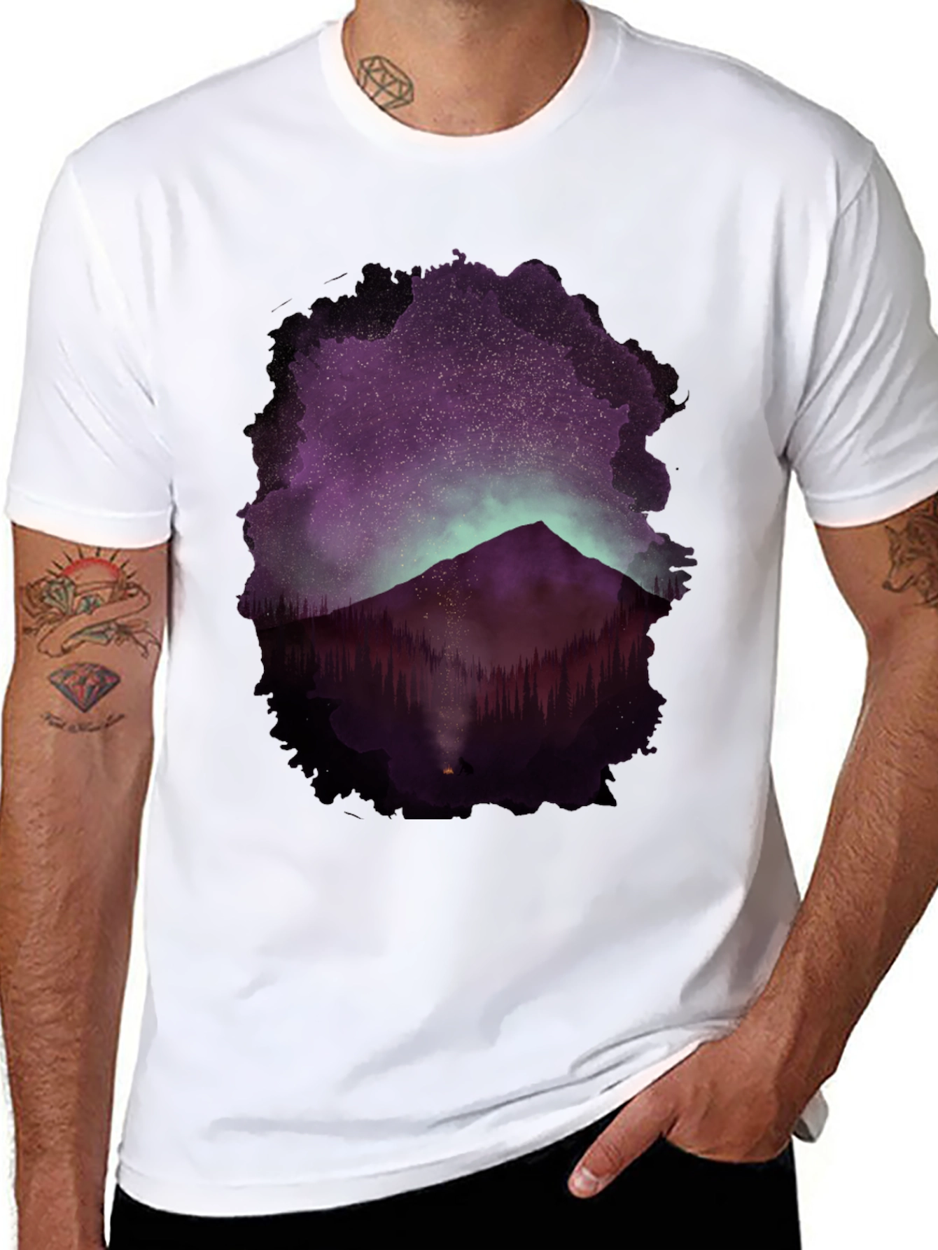 Black Mountain Night Sky Graphic Tee view 8