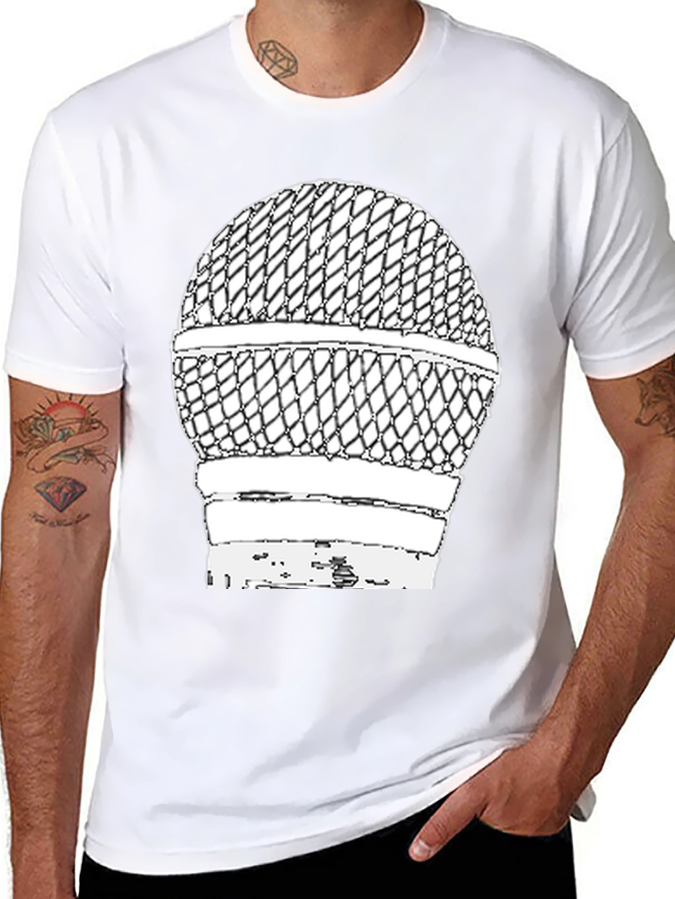 Black Retro Microphone Graphic Tee view 8