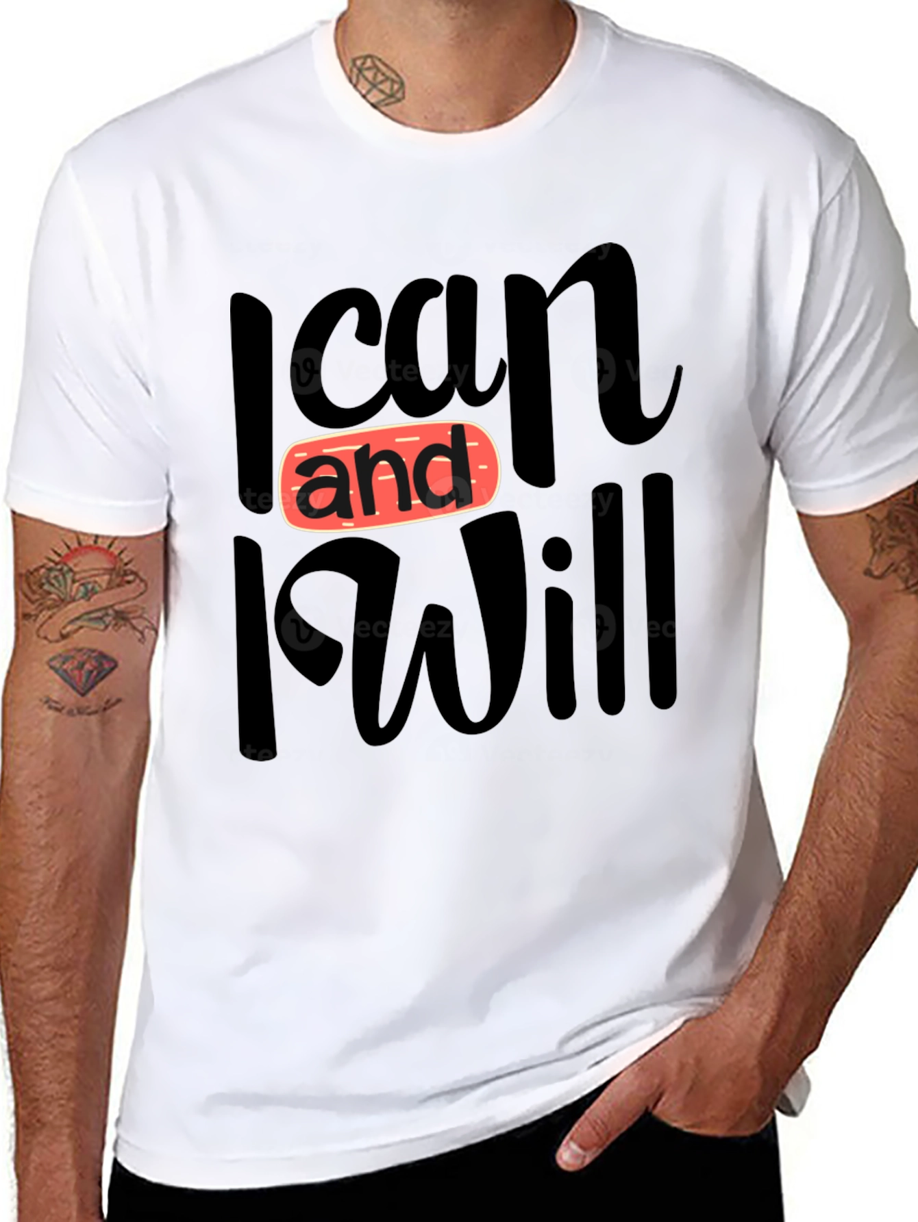 Black I Can and I Will T-Shirt - Black, Graphic Tee view 8