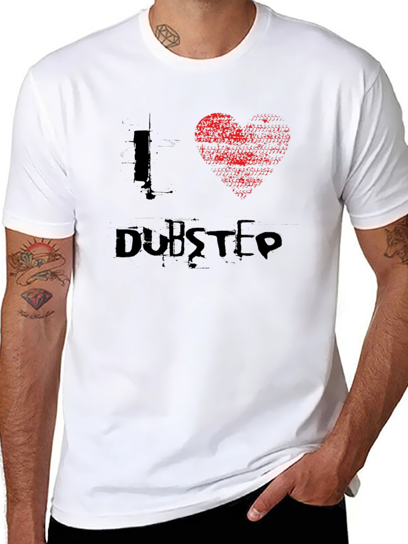 Black I Love Dubstep Black T-Shirt - Music Lover Tee view 8