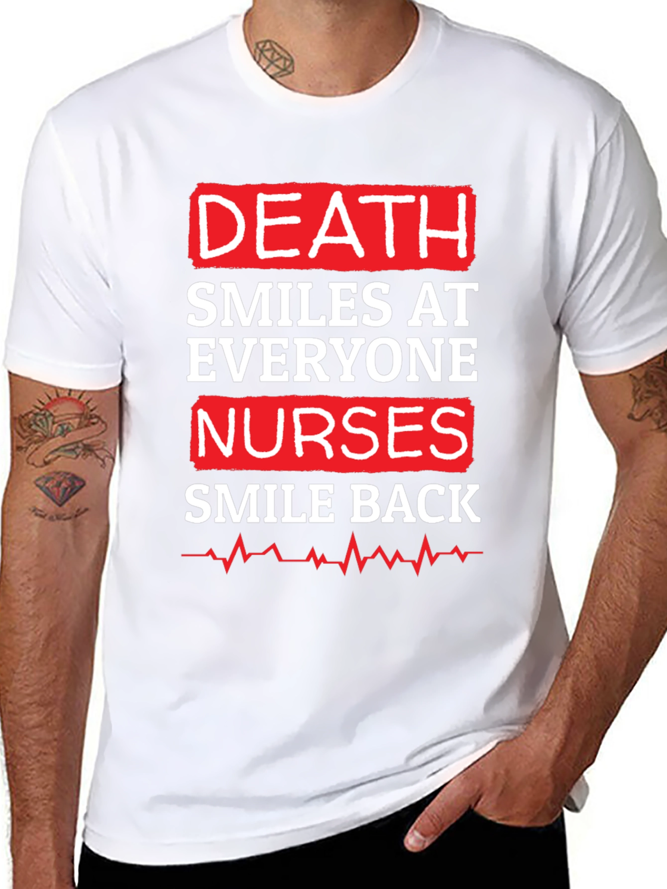 Black Death Smiles At Everyone Nurse Graphic T-Shirt view 8