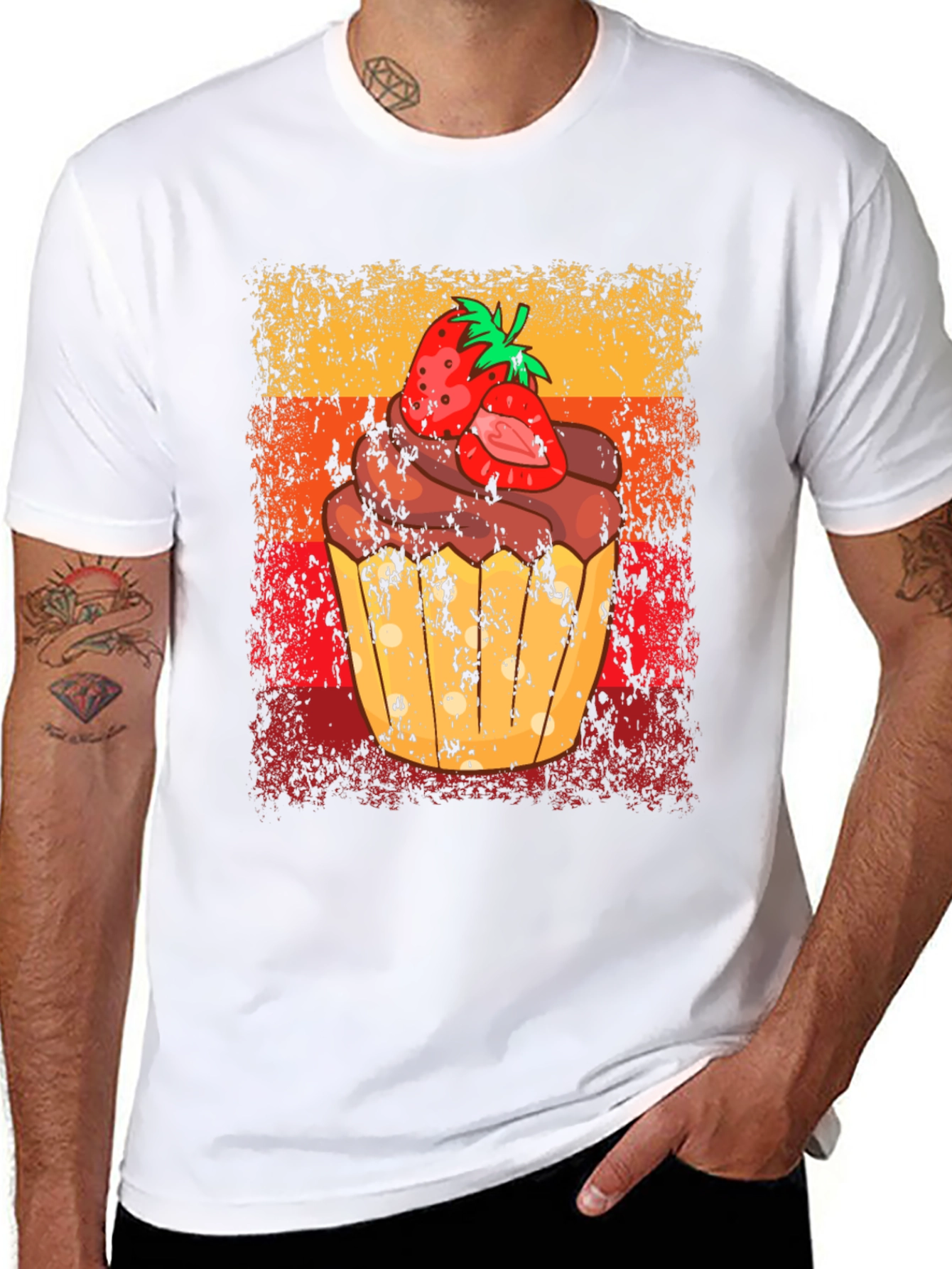 Black Strawberry Cupcake Graphic Tee - Sweet Treat Shirt view 8