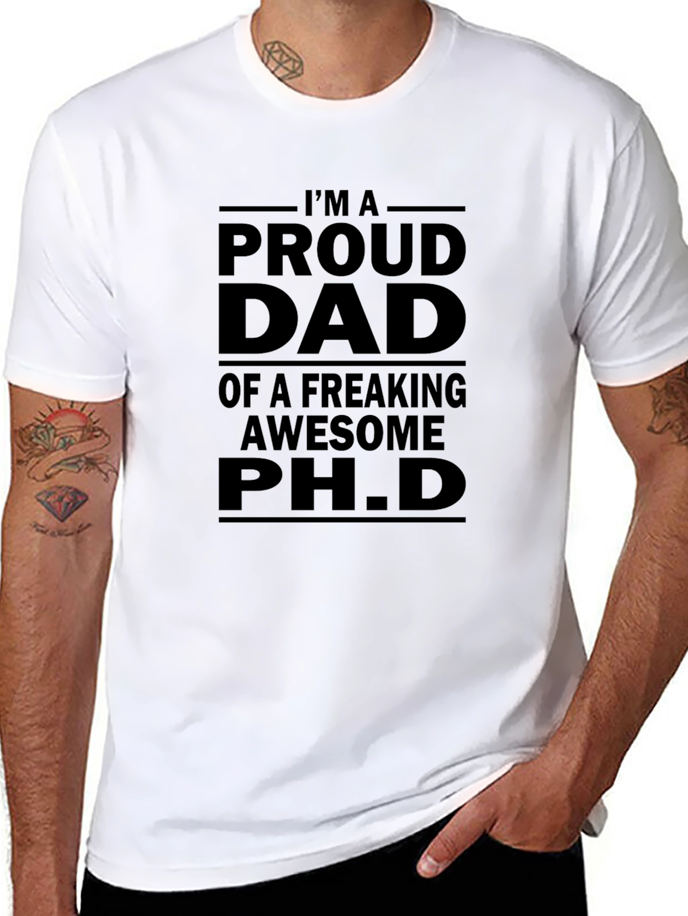 Black Proud Dad of a Ph.D. Black T-Shirt view 8