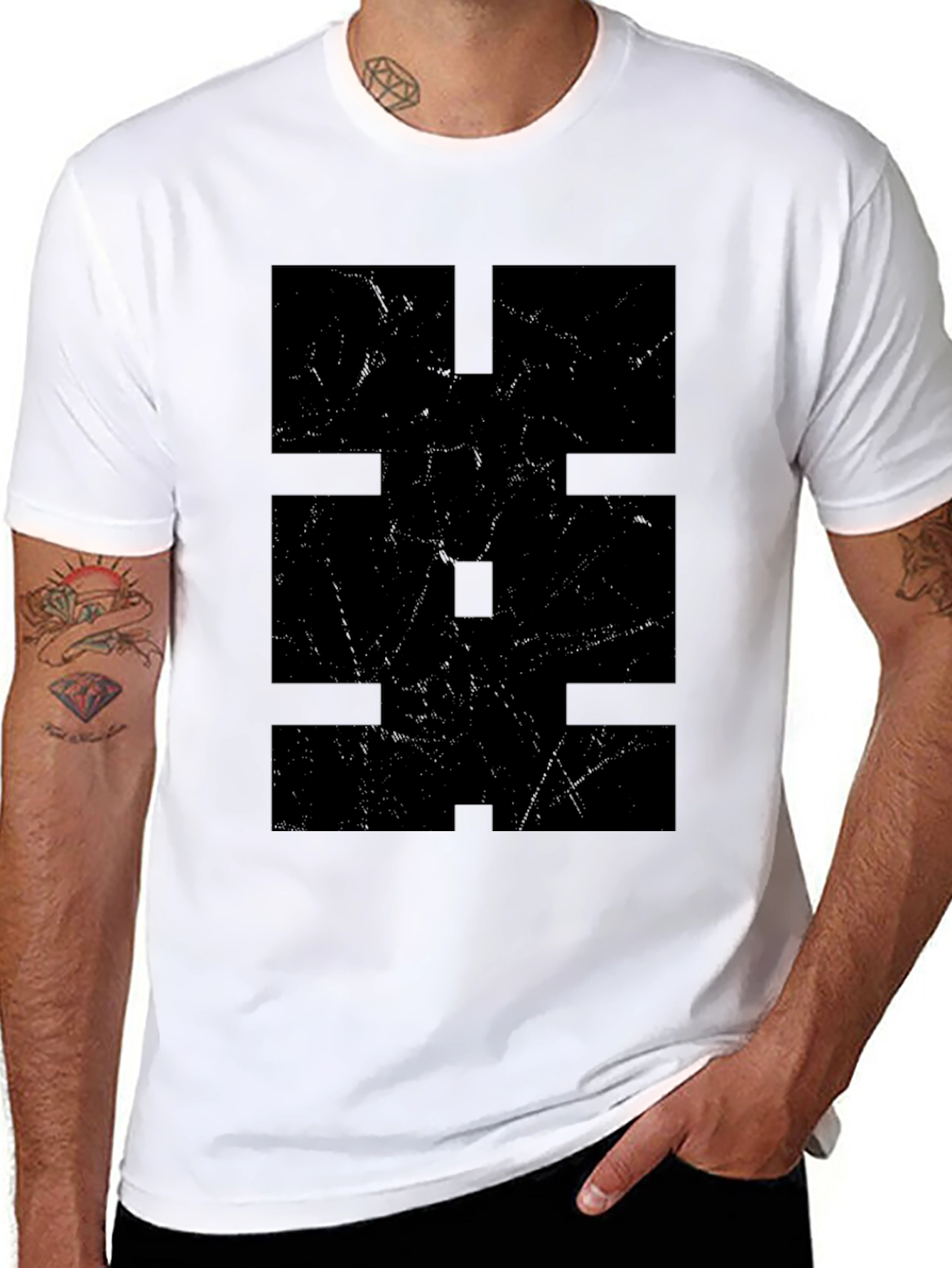 Black Abstract Graphic Black T-Shirt view 8