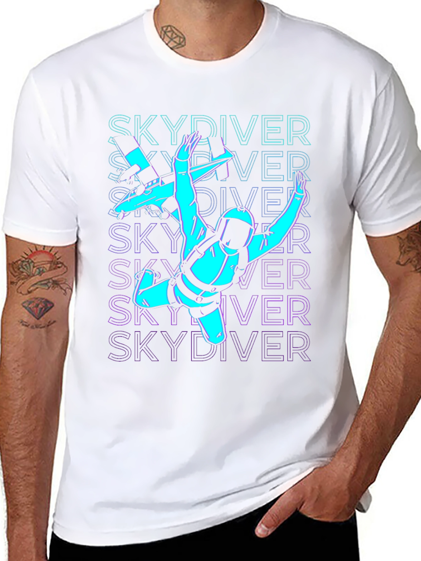 Black Skydiver Graphic Tee - Black Cotton T-Shirt view 8