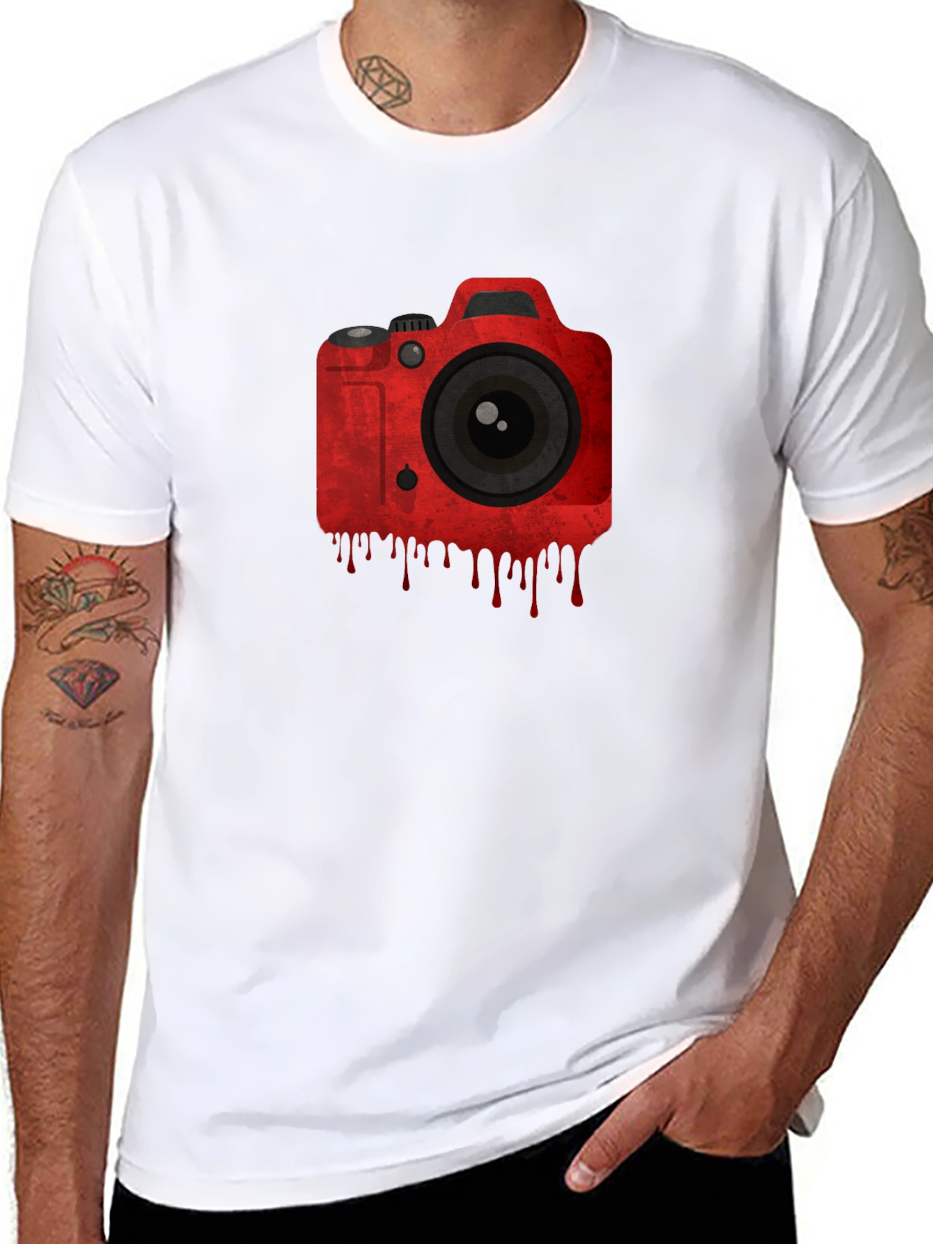 Black Red Camera Graphic Black T-Shirt view 8