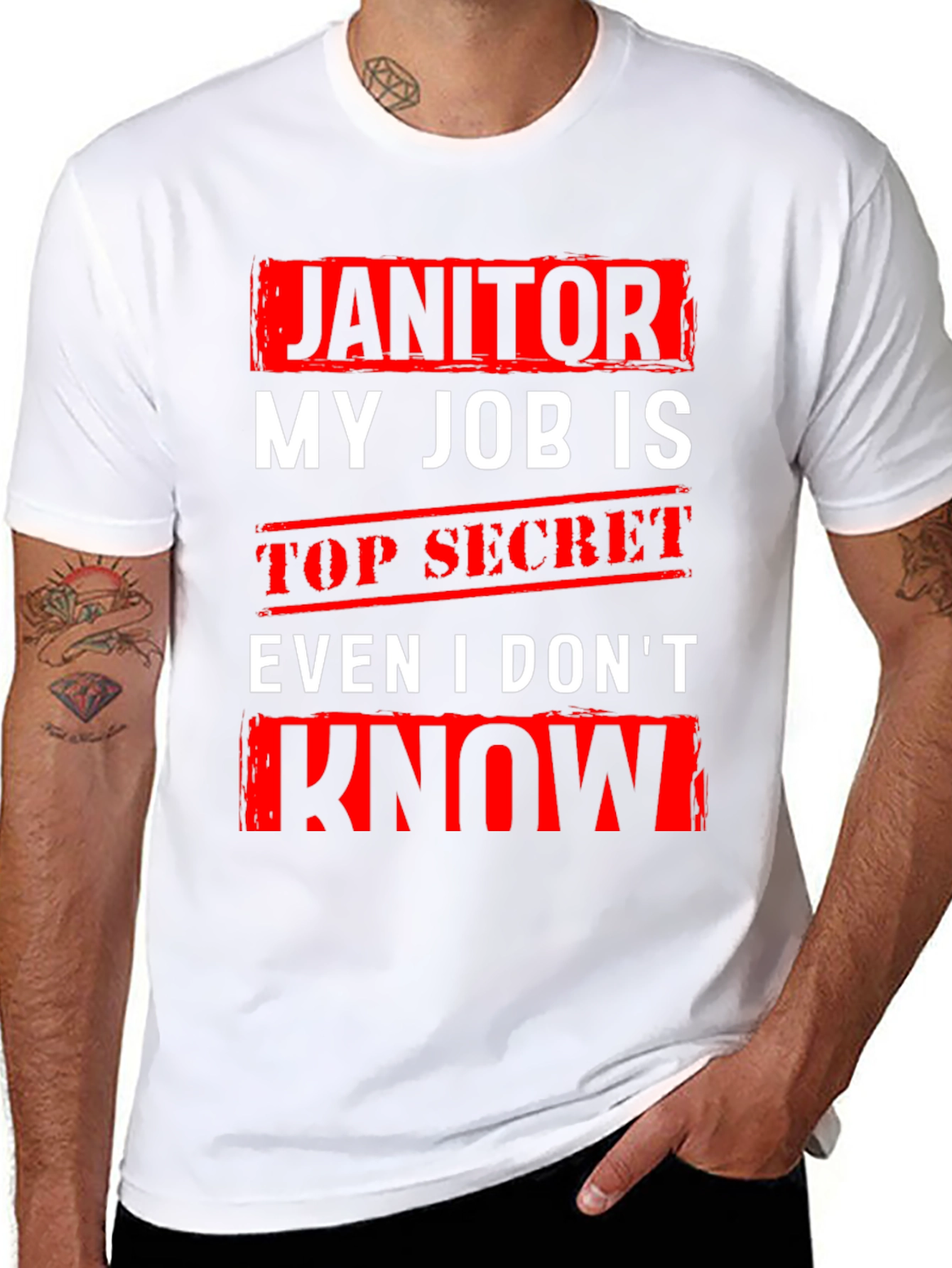 Black Janitor Top Secret Job T-Shirt view 8