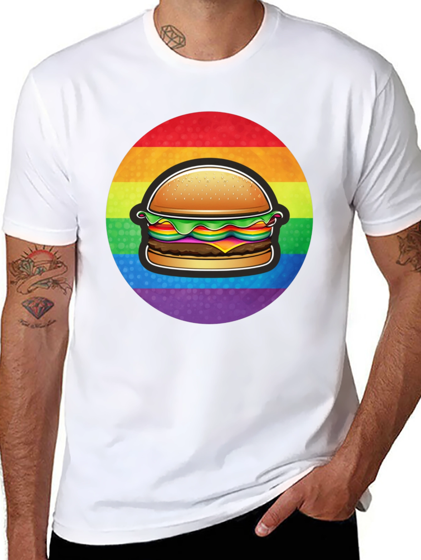 Black Rainbow Burger Graphic Tee - Pride Apparel view 8