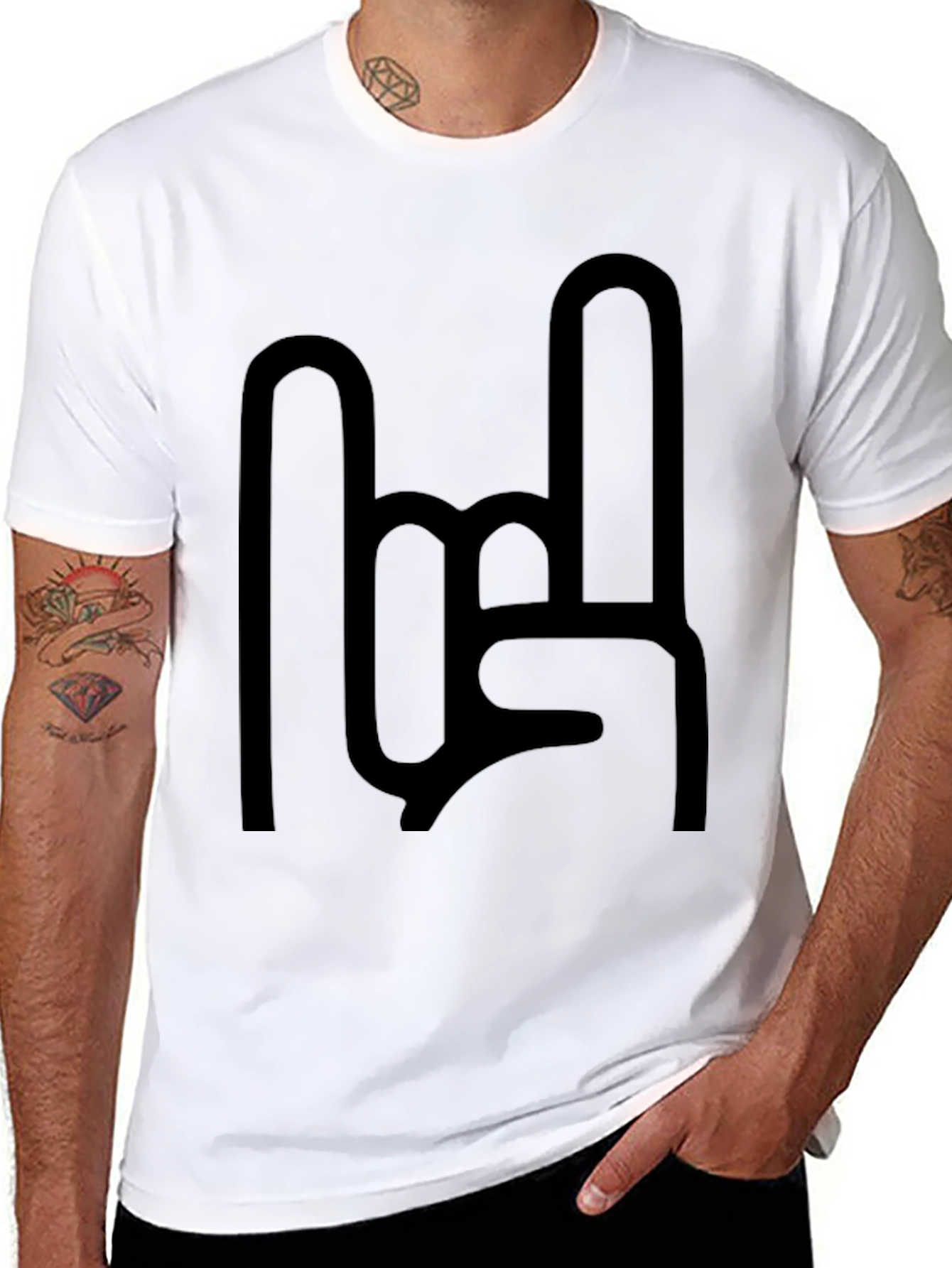 Black Rock On Graphic Tee - Black Casual T-Shirt view 8