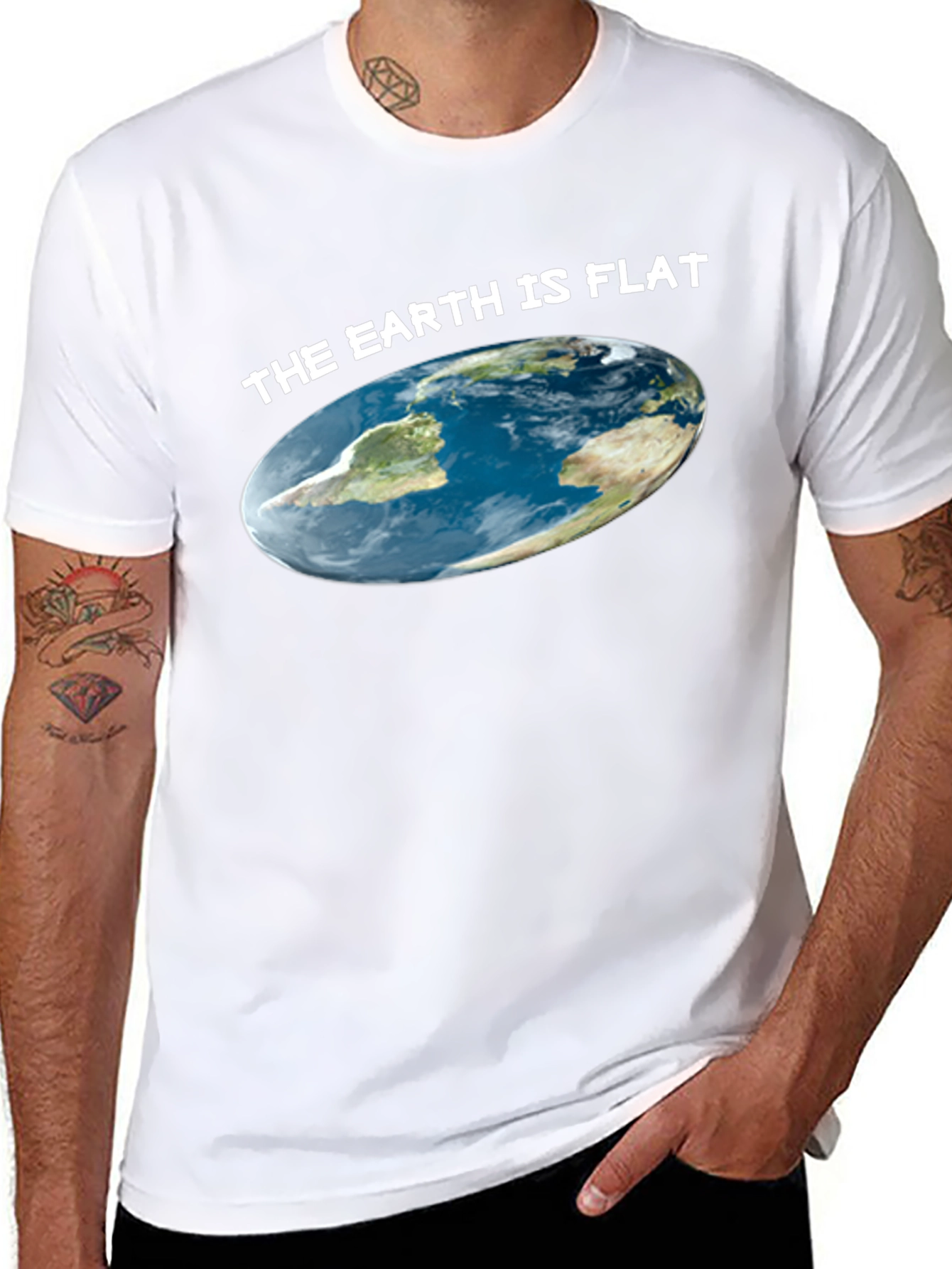 Black Flat Earth T-Shirt: Novelty Graphic Tee view 8