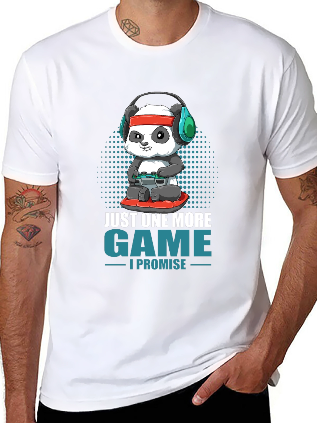 Black Gamer Panda T-Shirt - Just One More Game view 8