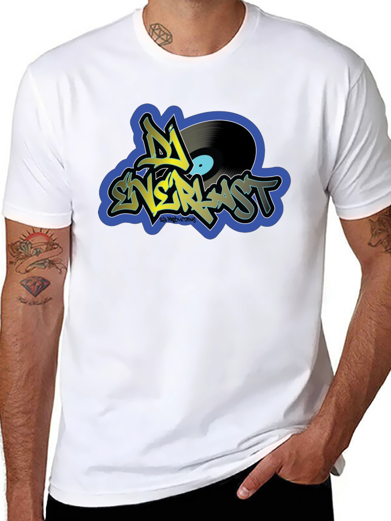 Black DJ Enerlast Black T-Shirt - Music Inspired Design view 8