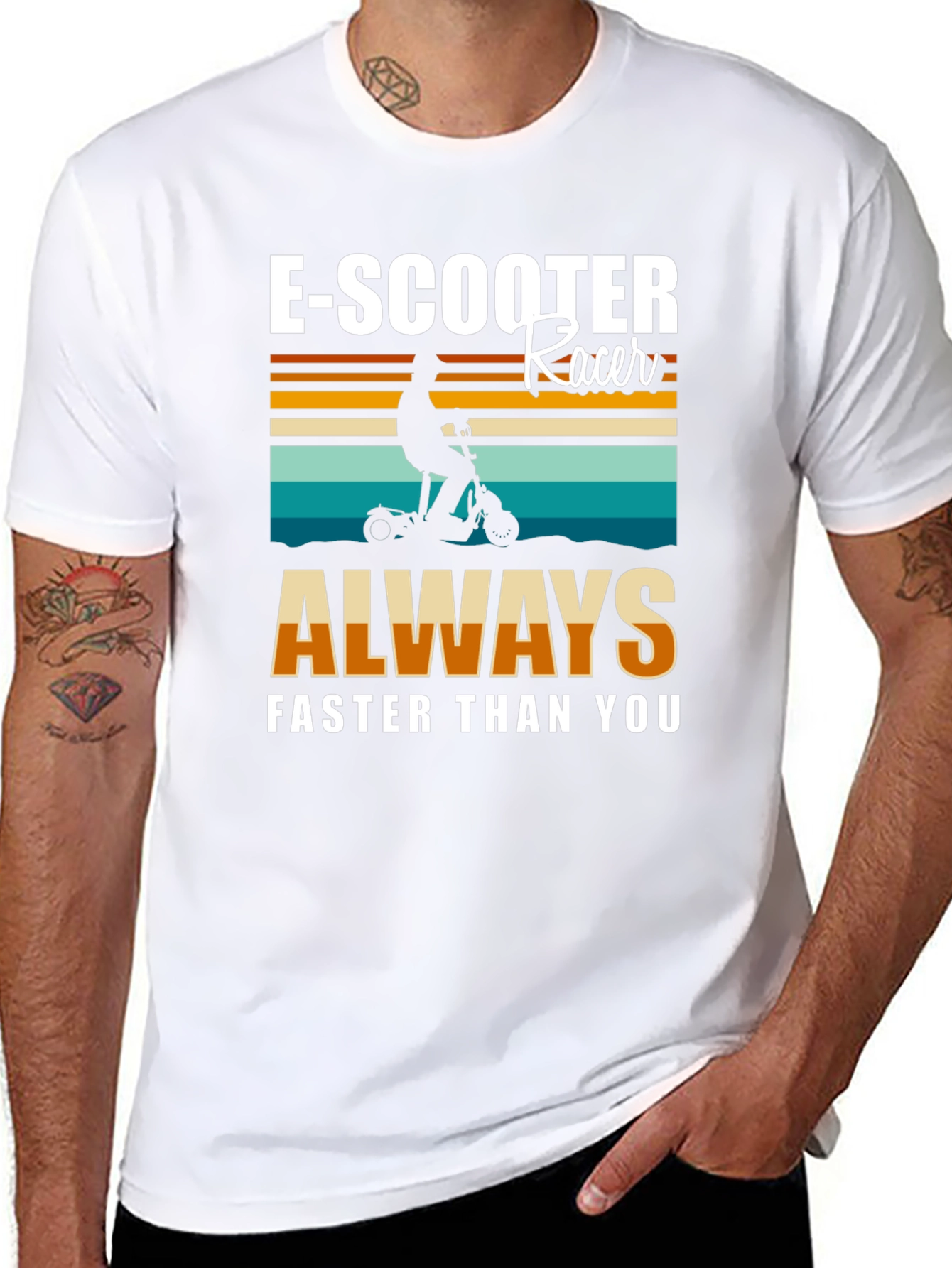 Black E-Scooter Racer Graphic T-Shirt - Always Faster Than You! view 8