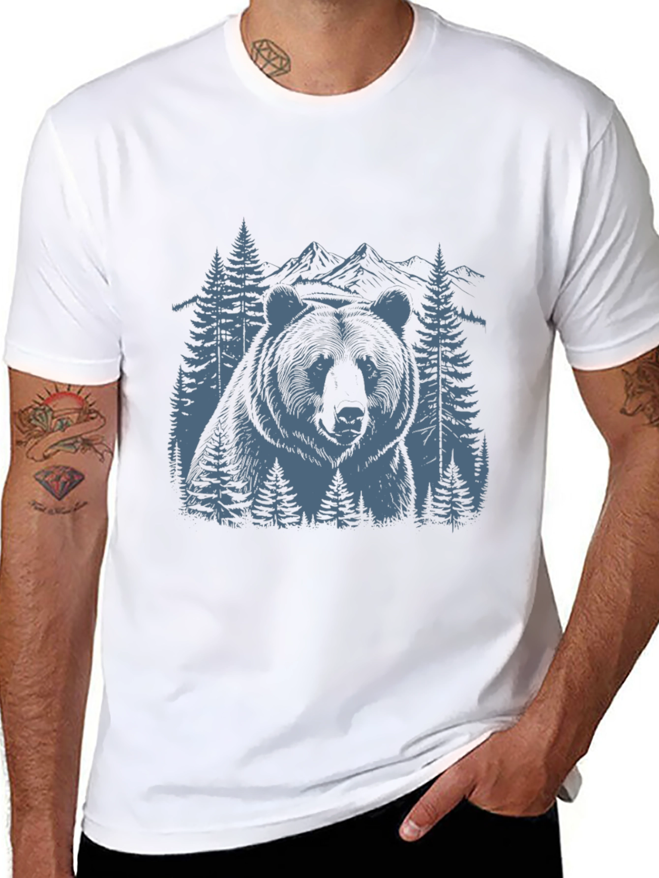 Black Bear Mountain Graphic Tee - Nature Inspired Black T-Shirt view 8