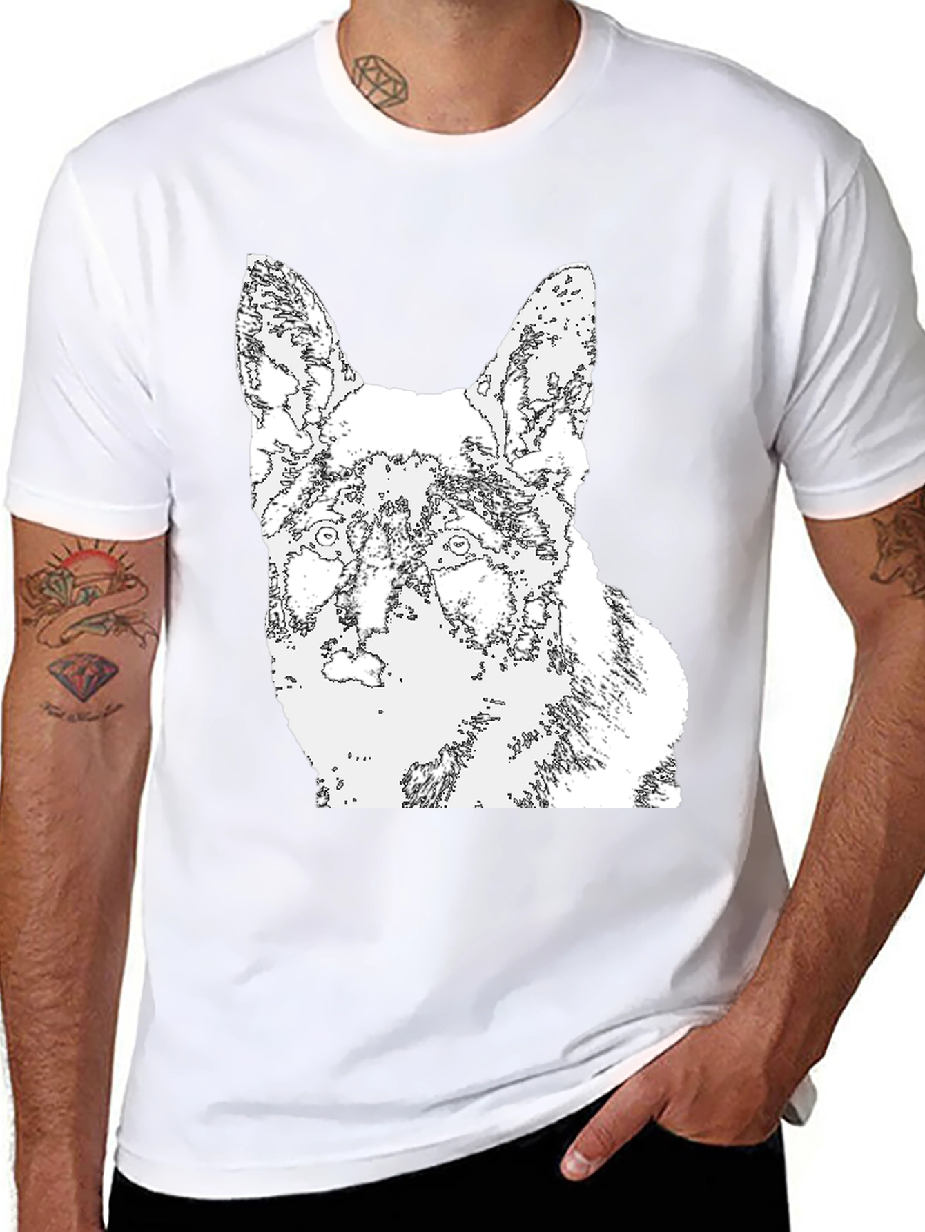Black Dog Outline Graphic T-Shirt - Black view 8
