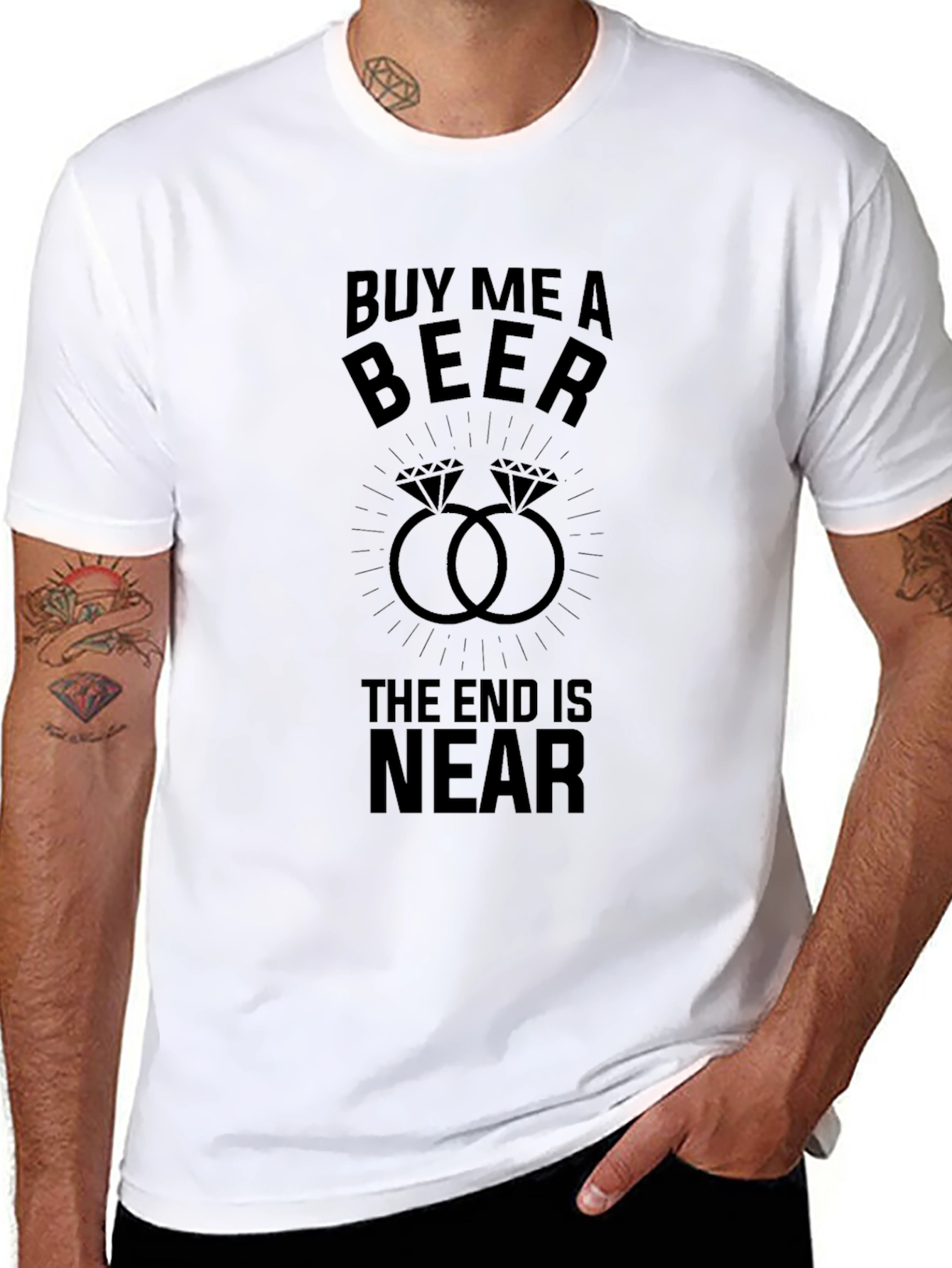 Black Buy Me a Beer Funny Bachelor Party T-Shirt view 8