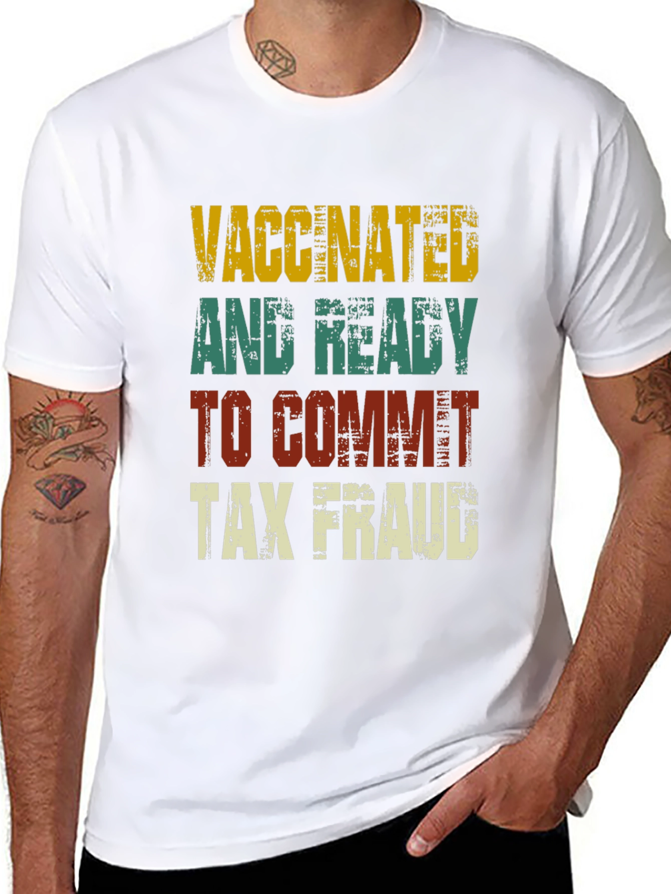 Black Vaccinated and Ready Tax Fraud T-Shirt view 8