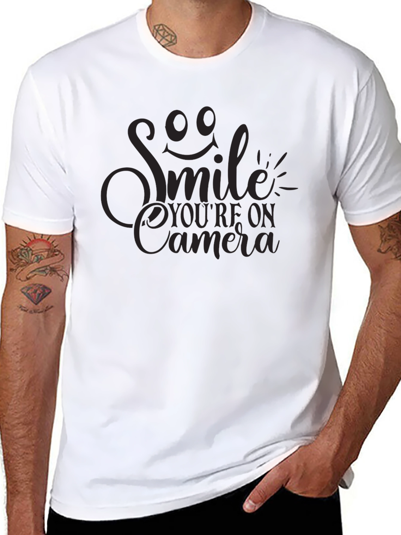 Black Smile You're On Camera Black T-Shirt view 8