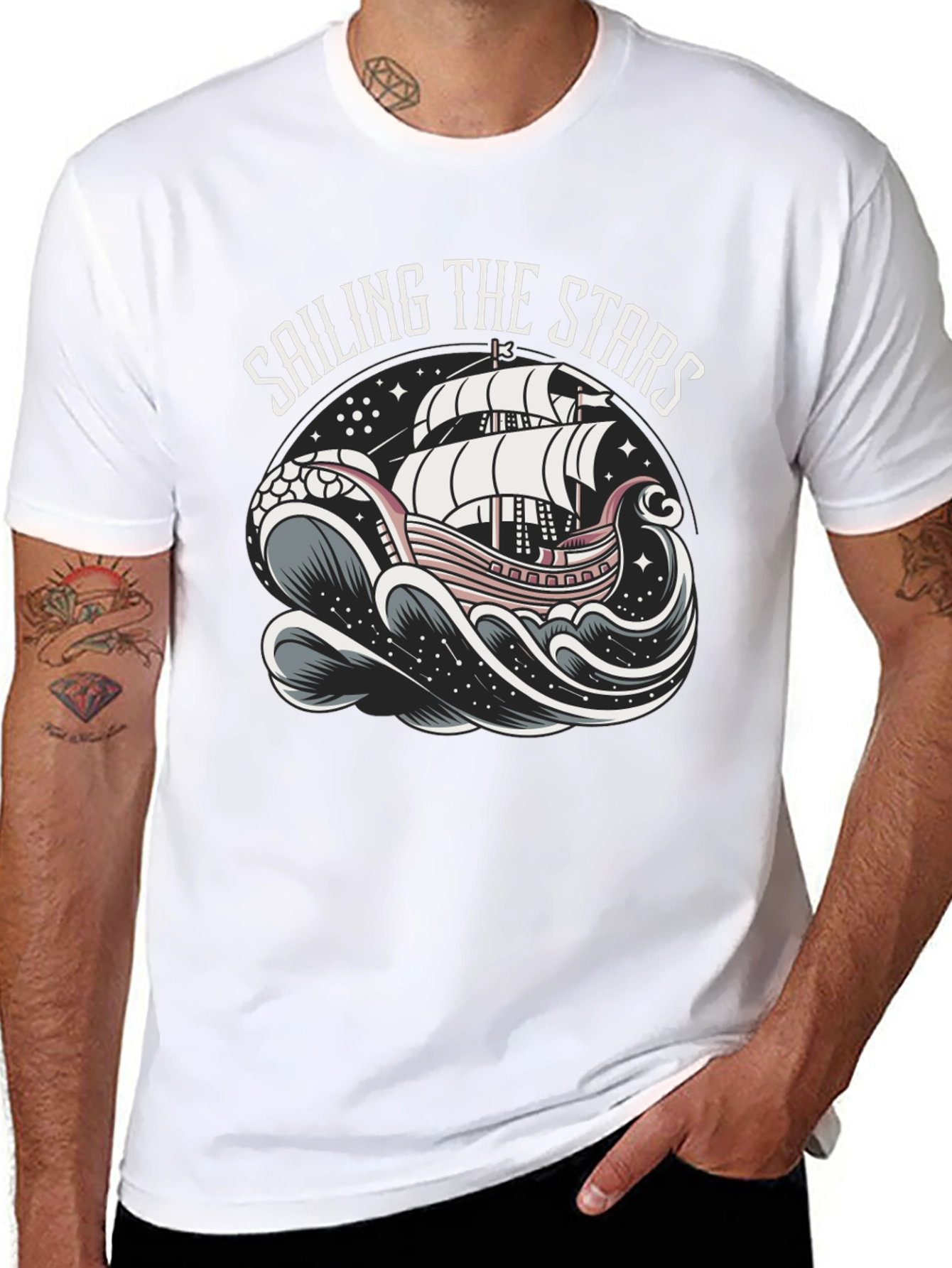 Black Sailing the Stars Graphic T-Shirt view 8