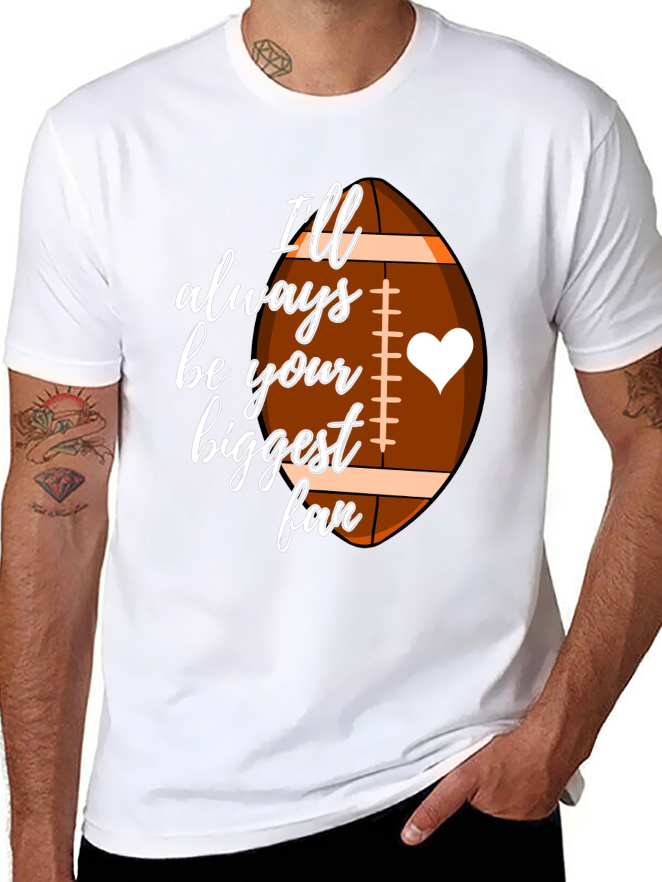 Black Football Fan T-Shirt - "I'll Always Be Your Biggest Fan" view 8