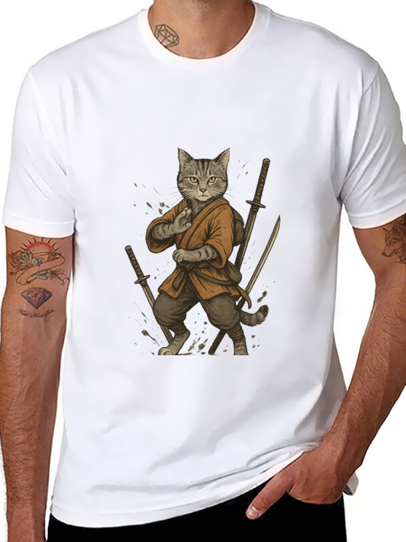 Black Ninja Cat Graphic T-Shirt view 8