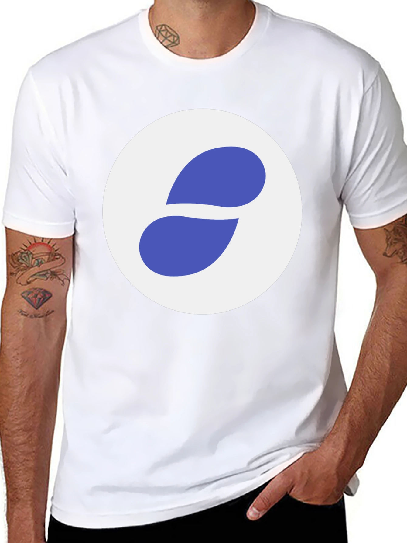 Black T-Shirt with Abstract Circle Logo - 8