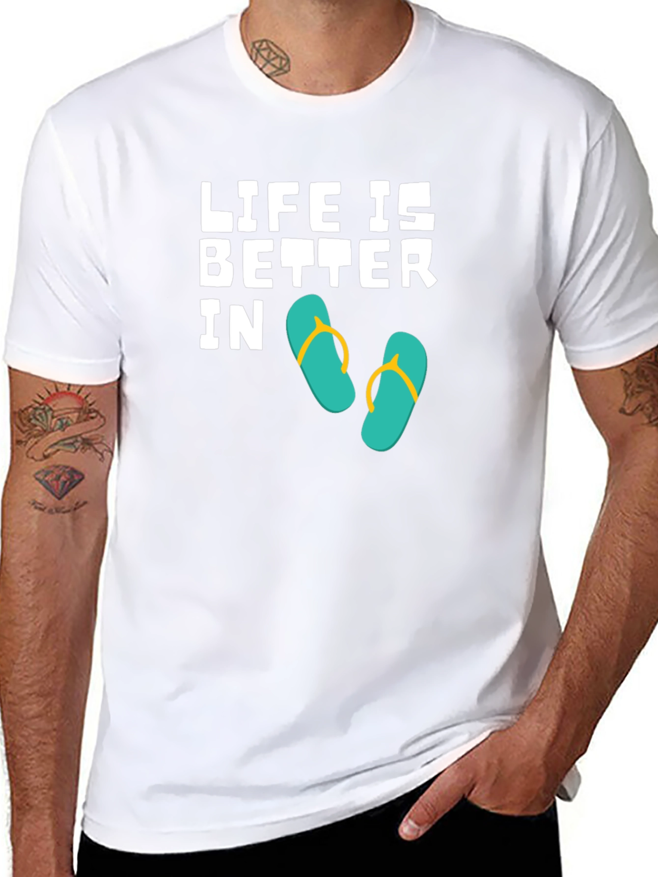 Black Life is Better In Flip Flops Black T-Shirt view 8