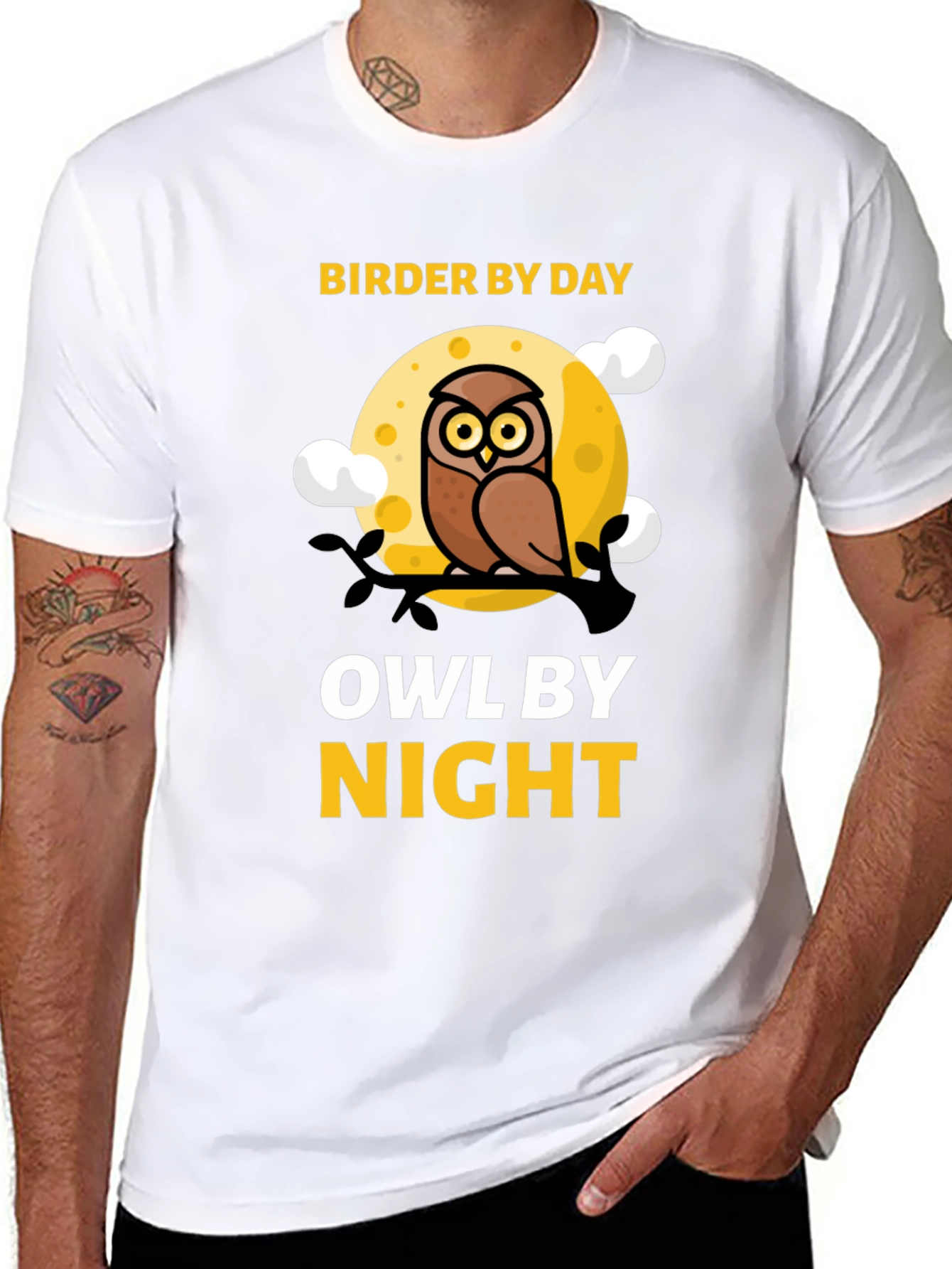 Black Birder By Day Owl By Night Graphic Tee view 8