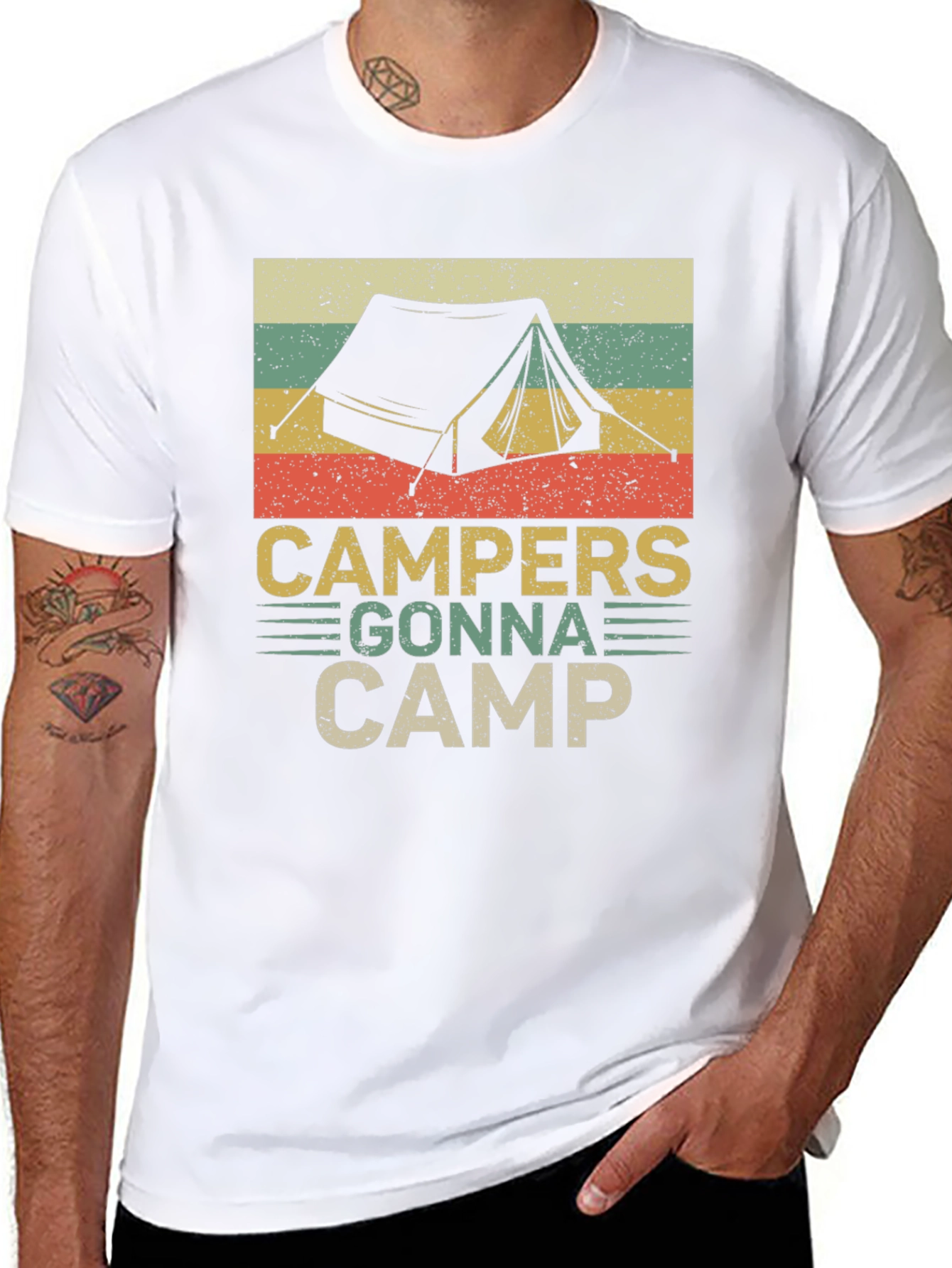 Black Campers Gonna Camp Retro Graphic T-Shirt view 8