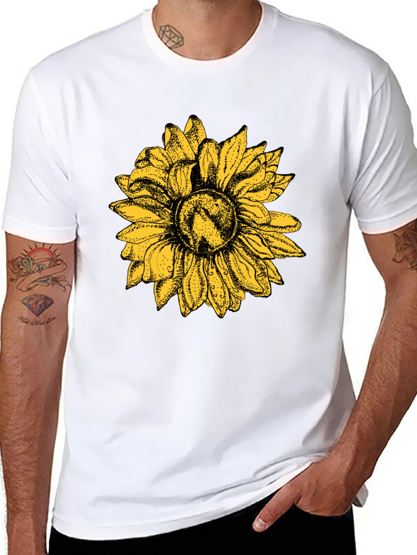 Black Sunflower Graphic Black T-Shirt - Nature Inspired Style view 8