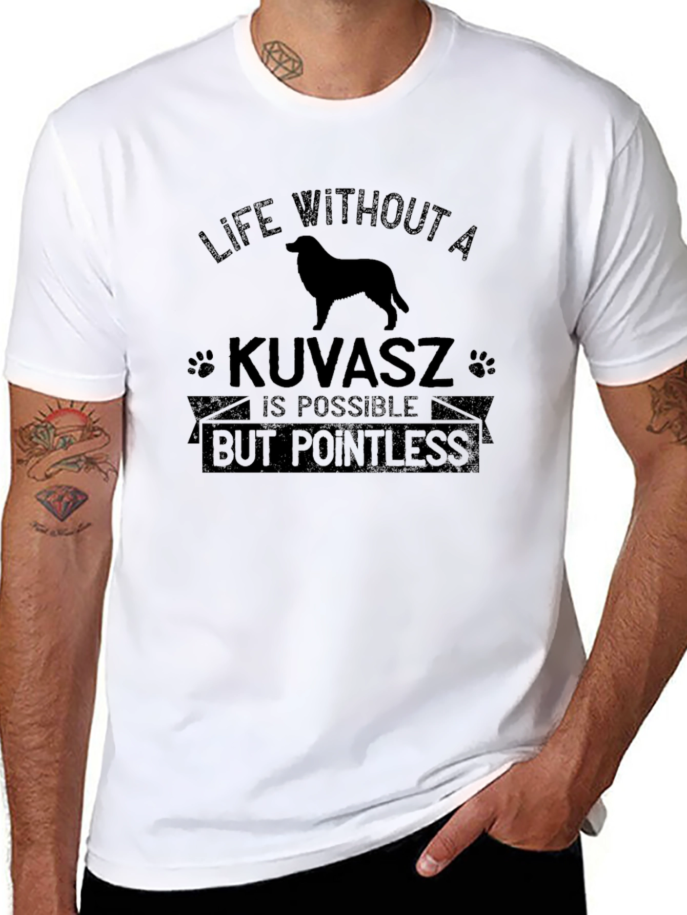Black Kuvasz Dog T-Shirt - Life Without a Kuvasz is Pointless view 8