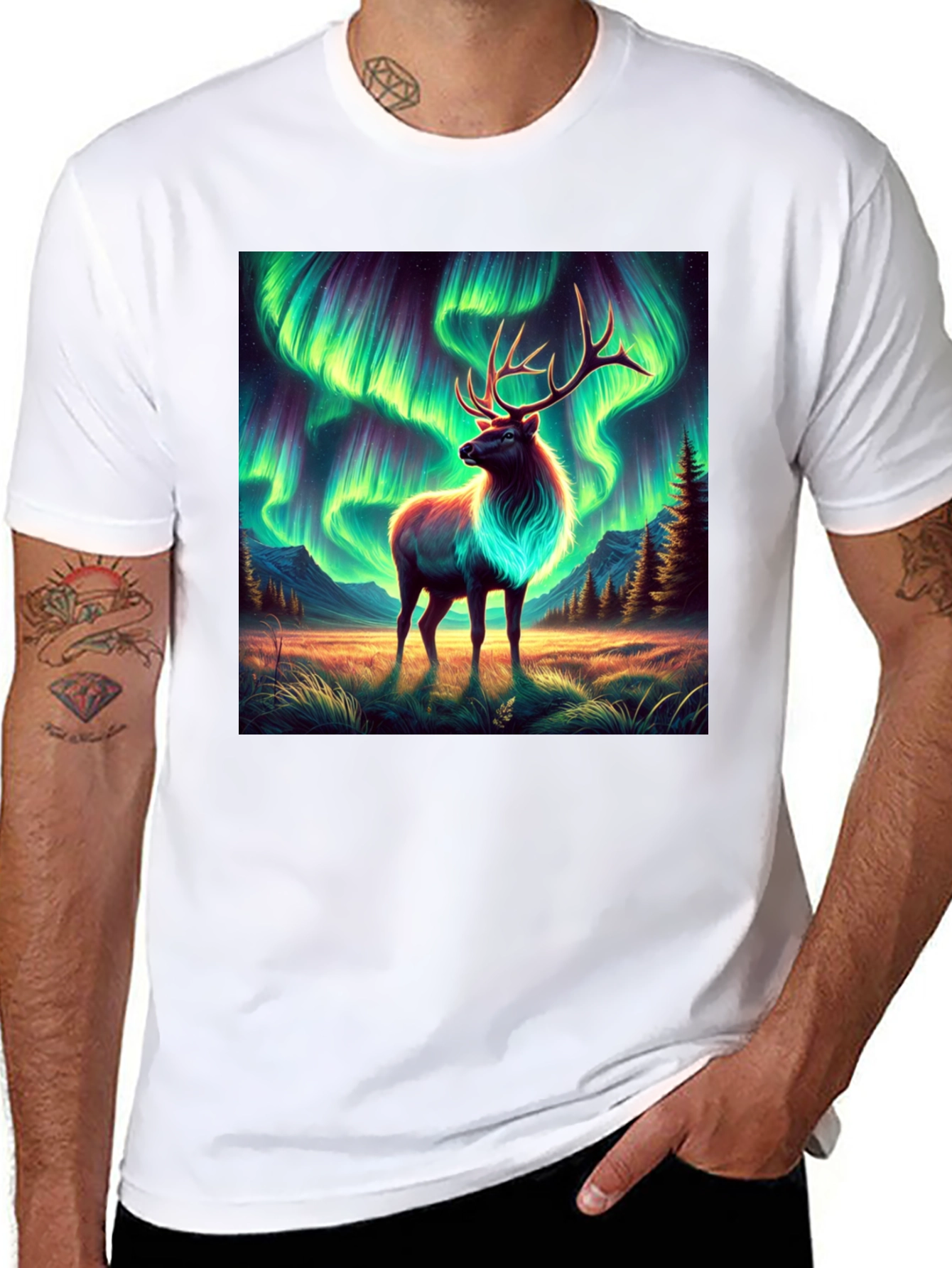 Aurora Elk Graphic Tee - Black - 8