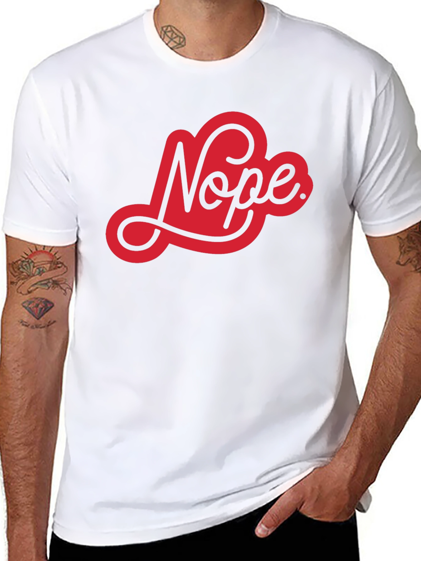 Black Nope Graphic Tee - Black Cotton Casual T-Shirt view 8