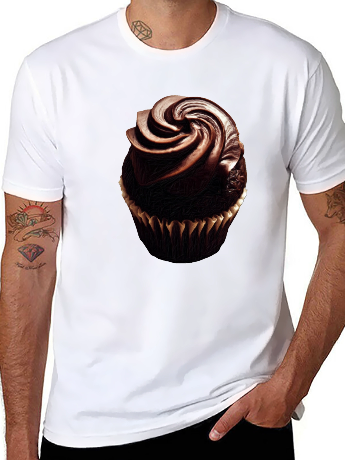 Black Chocolate Cupcake Graphic Tee - Sweet Treat Shirt view 8