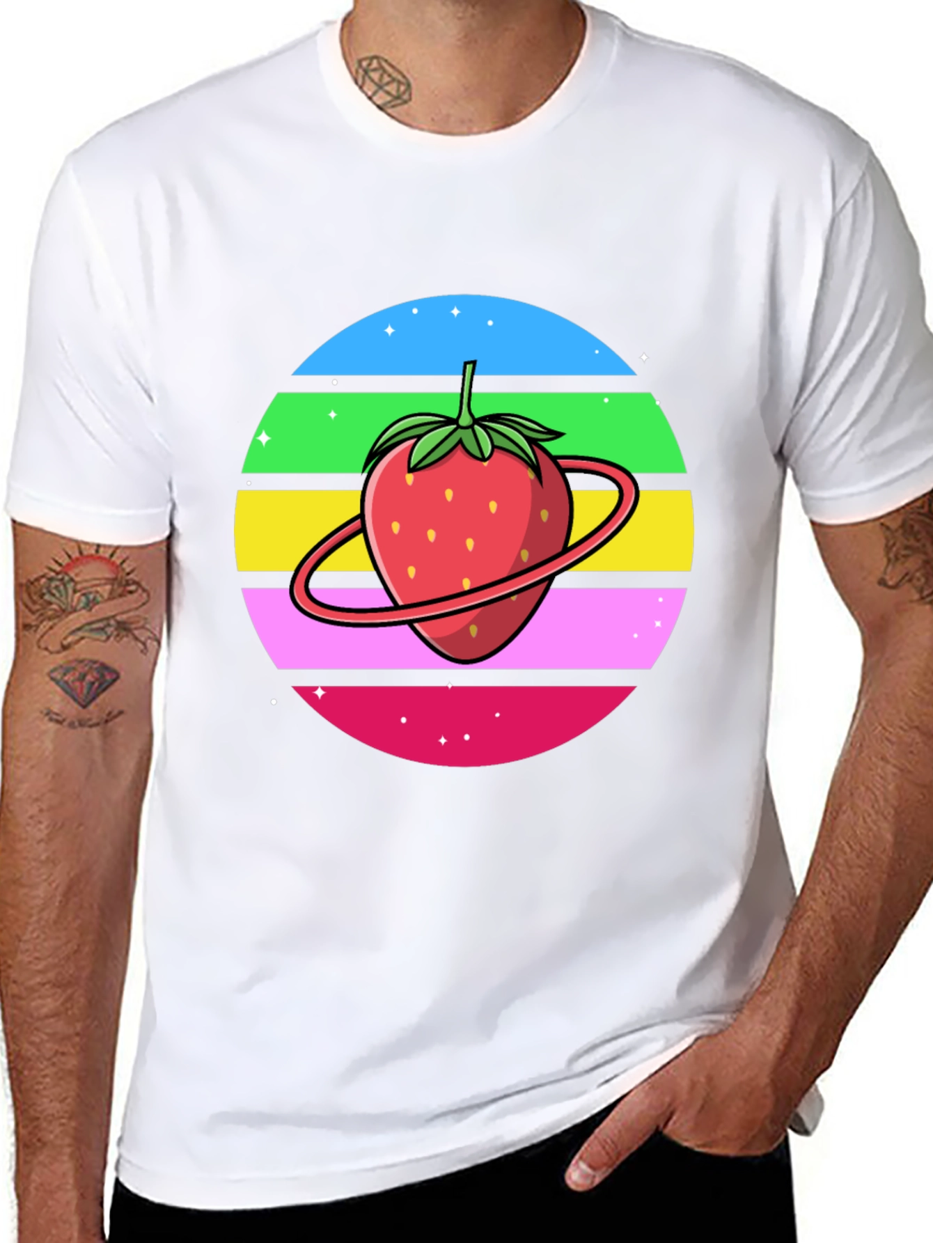 Black Strawberry Planet Graphic Tee - Black Cotton Blend view 8