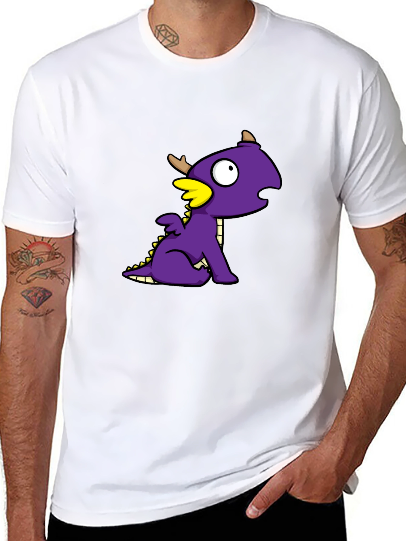 Black Dragon Cartoon Graphic T-Shirt view 8