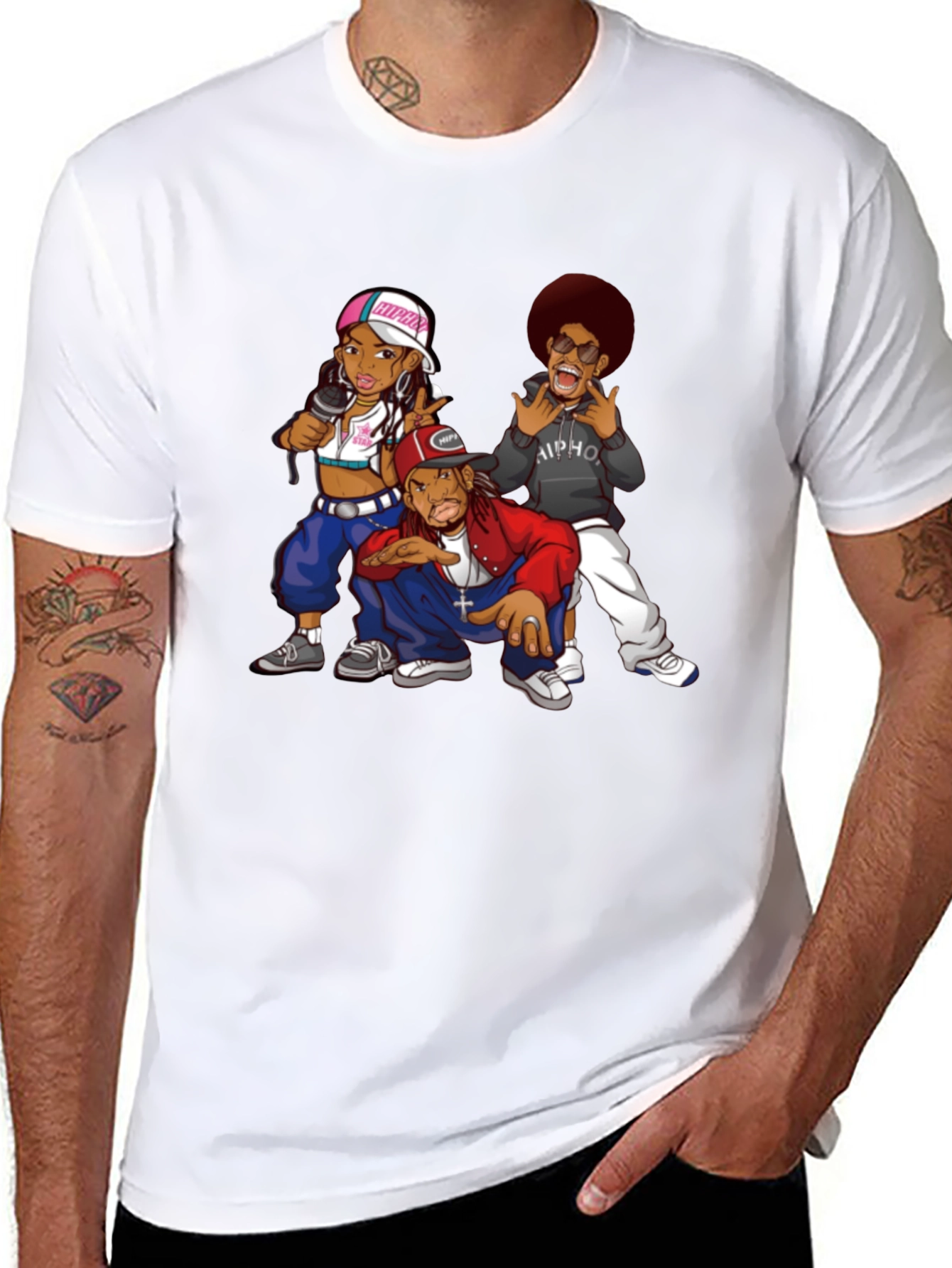 Black Cartoon Hip-Hop Group Black T-Shirt view 8
