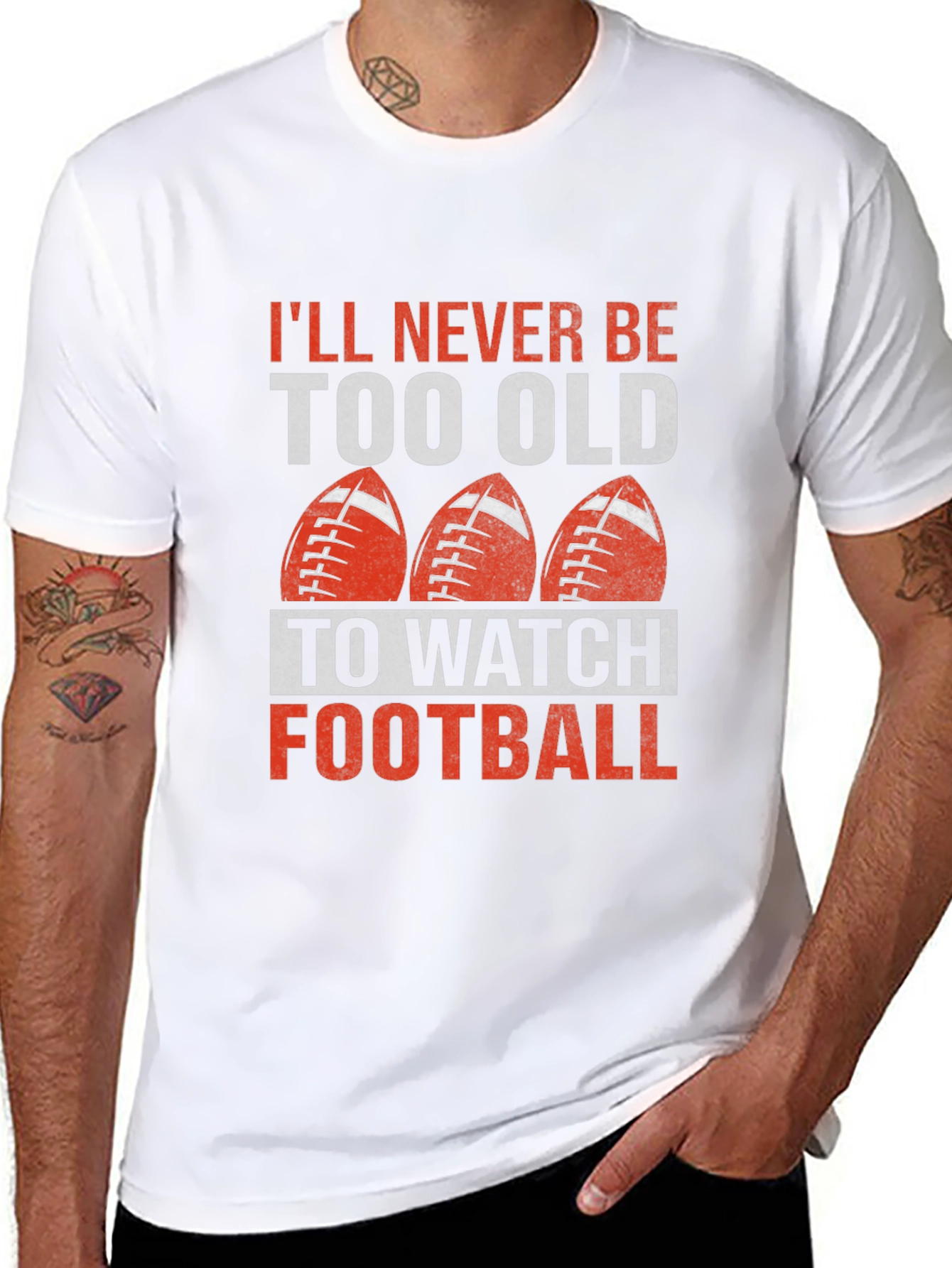 Black Never Too Old Football T-Shirt view 8