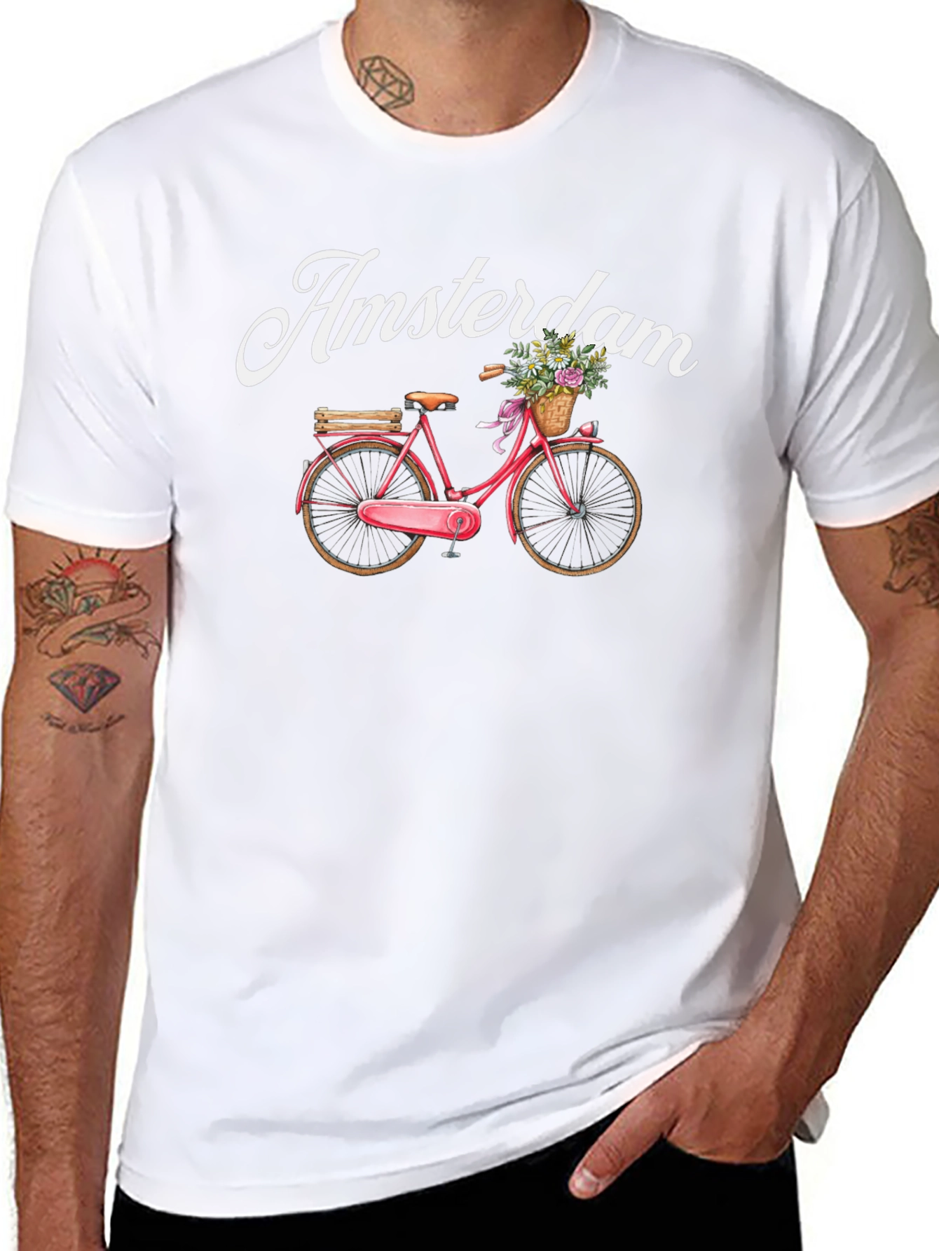 Black Amsterdam Bicycle Graphic Tee - Black view 8
