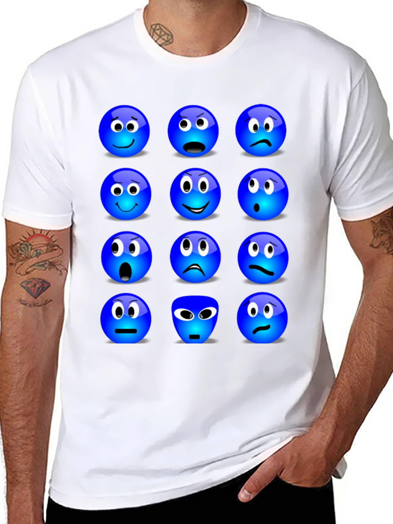 Black Emoji Expressions Graphic T-Shirt view 8