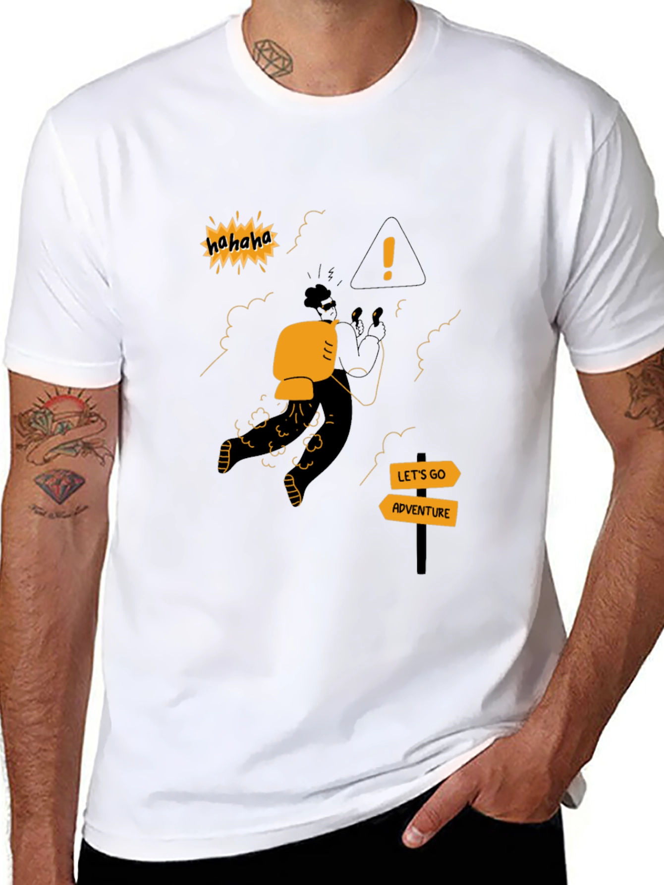 Black Adventure Seeker T-Shirt - Humorous Graphic Tee view 8
