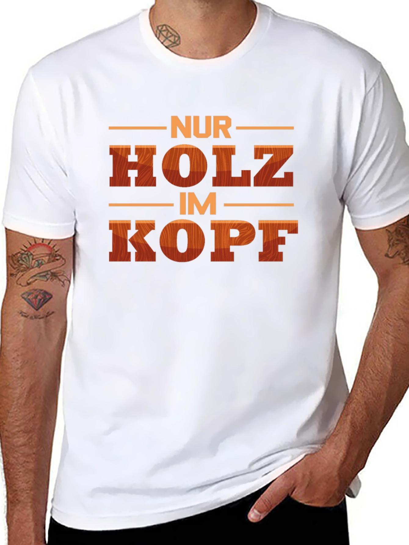 Black Nur Holz Im Kopf Funny T-Shirt view 8