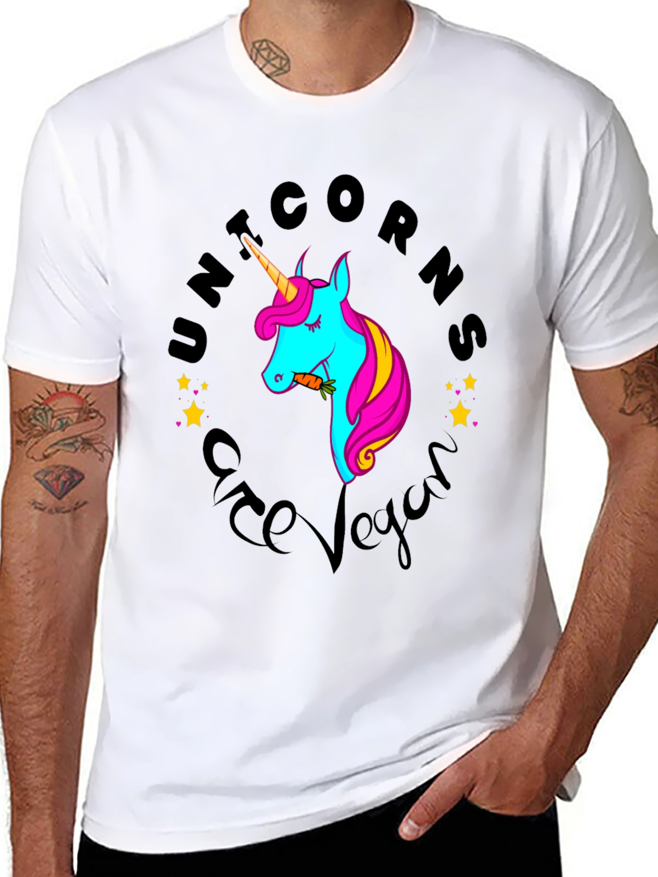 Black Unicorns Are Vegan Black T-Shirt view 8