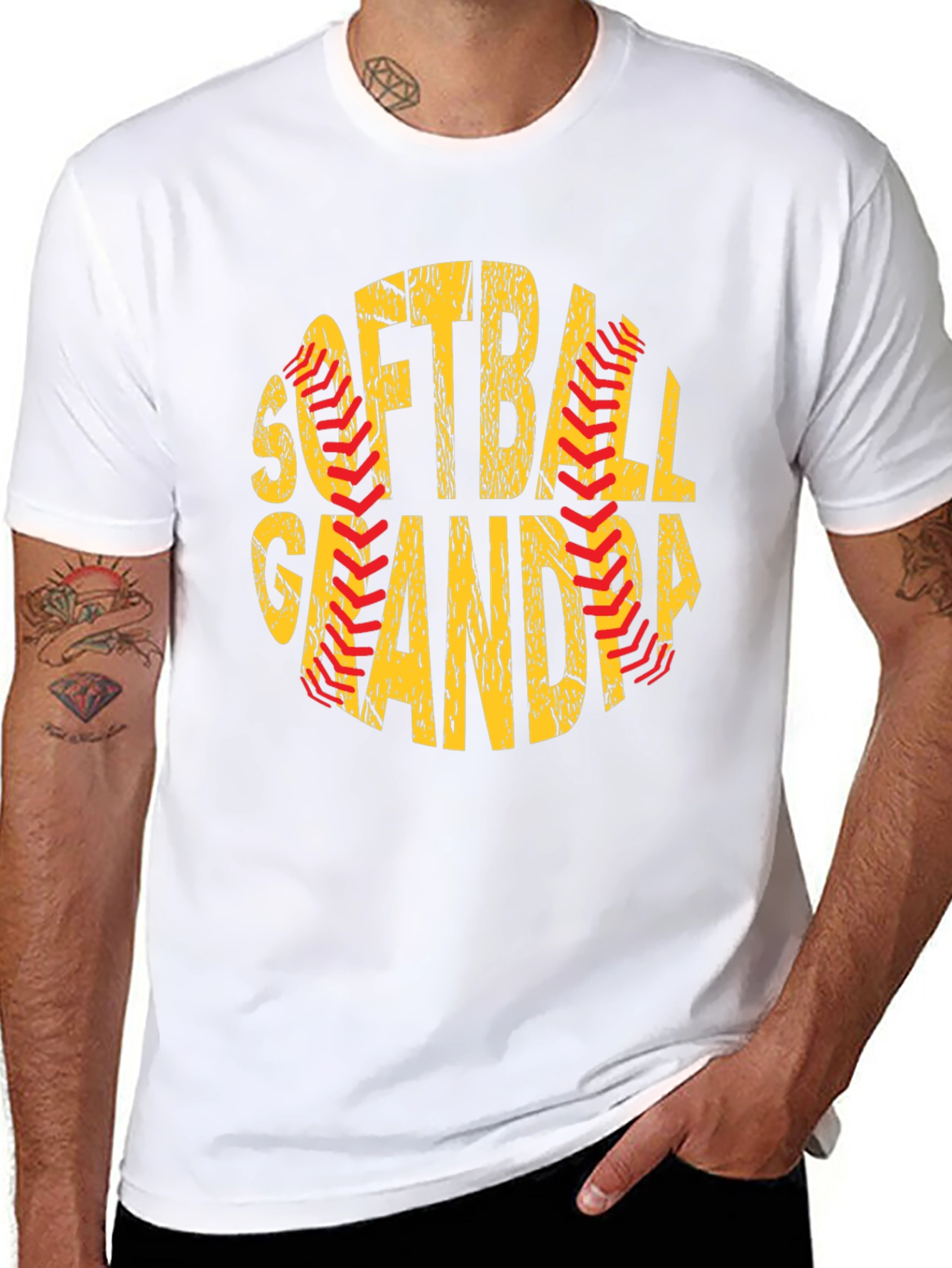 Black Softball Grandpa T-Shirt - Baseball Lover Gift view 8