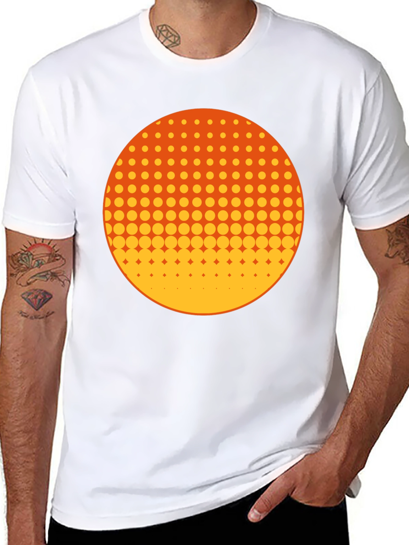 Black Retro Halftone Circle Graphic Tee - Black view 8