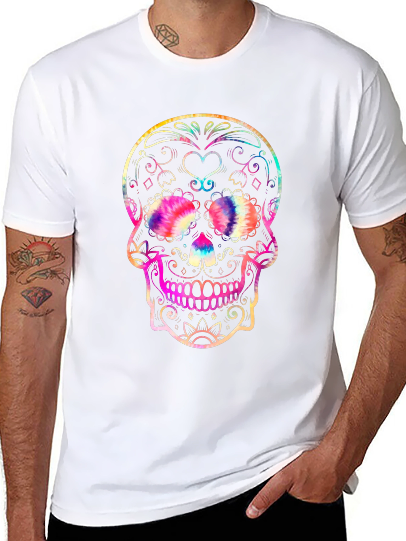 Black Sugar Skull Graphic Tee - Black Cotton Blend view 8
