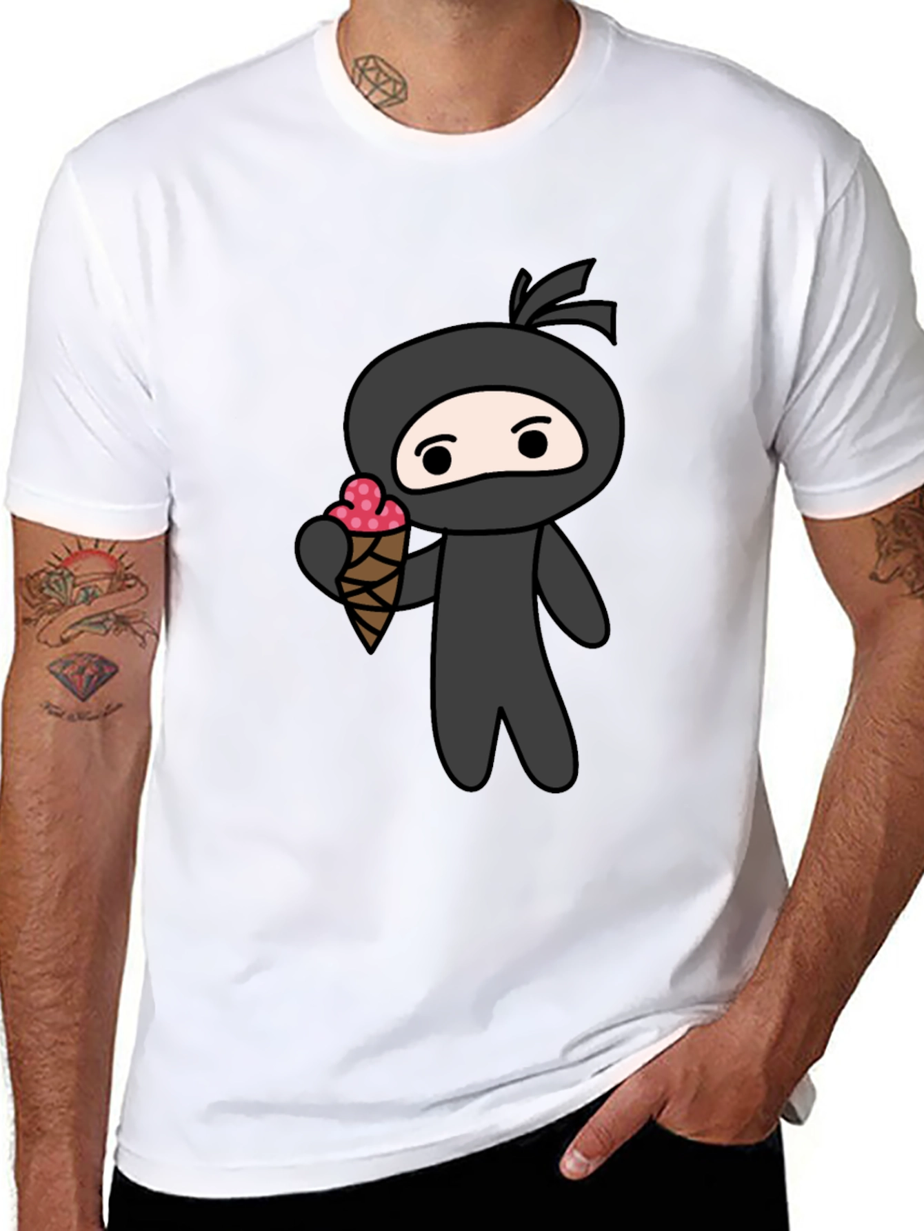 Black Ninja Ice Cream T-Shirt - Fun Graphic Tee view 8