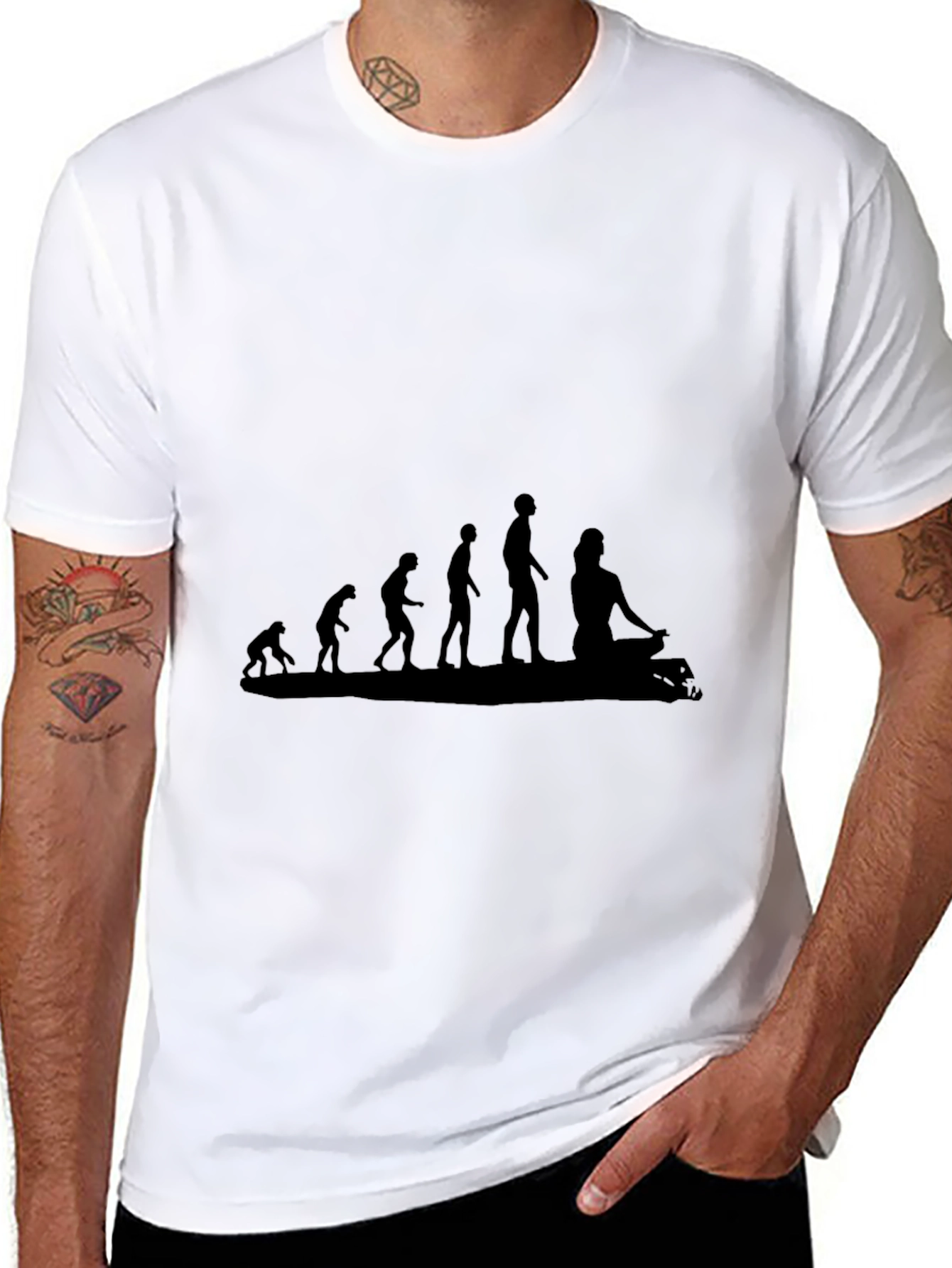 Black Evolution of Yoga T-Shirt - Black Cotton Tee view 8