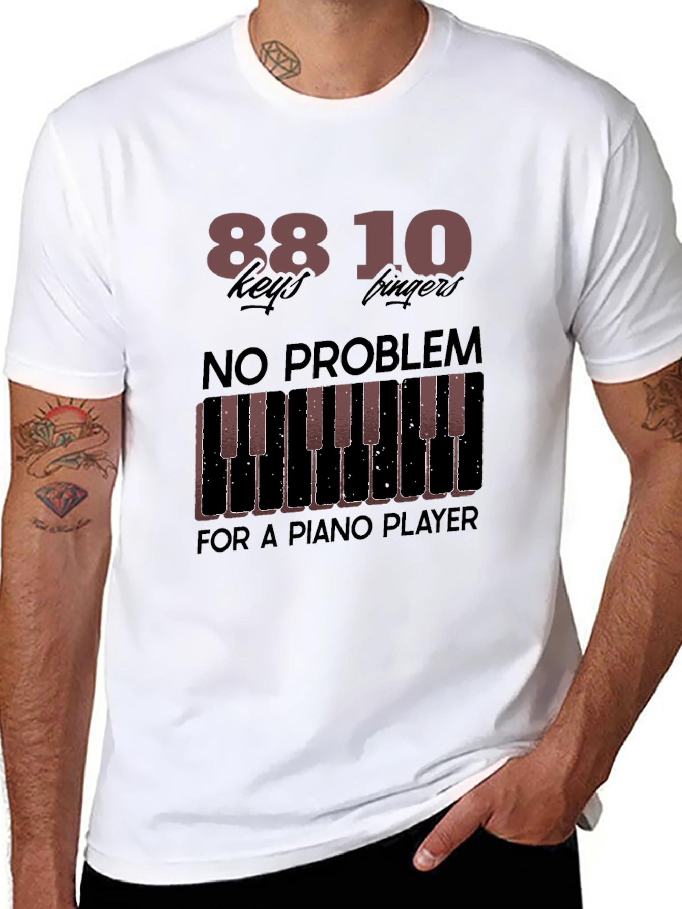 Black Piano Player T-Shirt - 88 Keys, 10 Fingers, No Problem! view 8